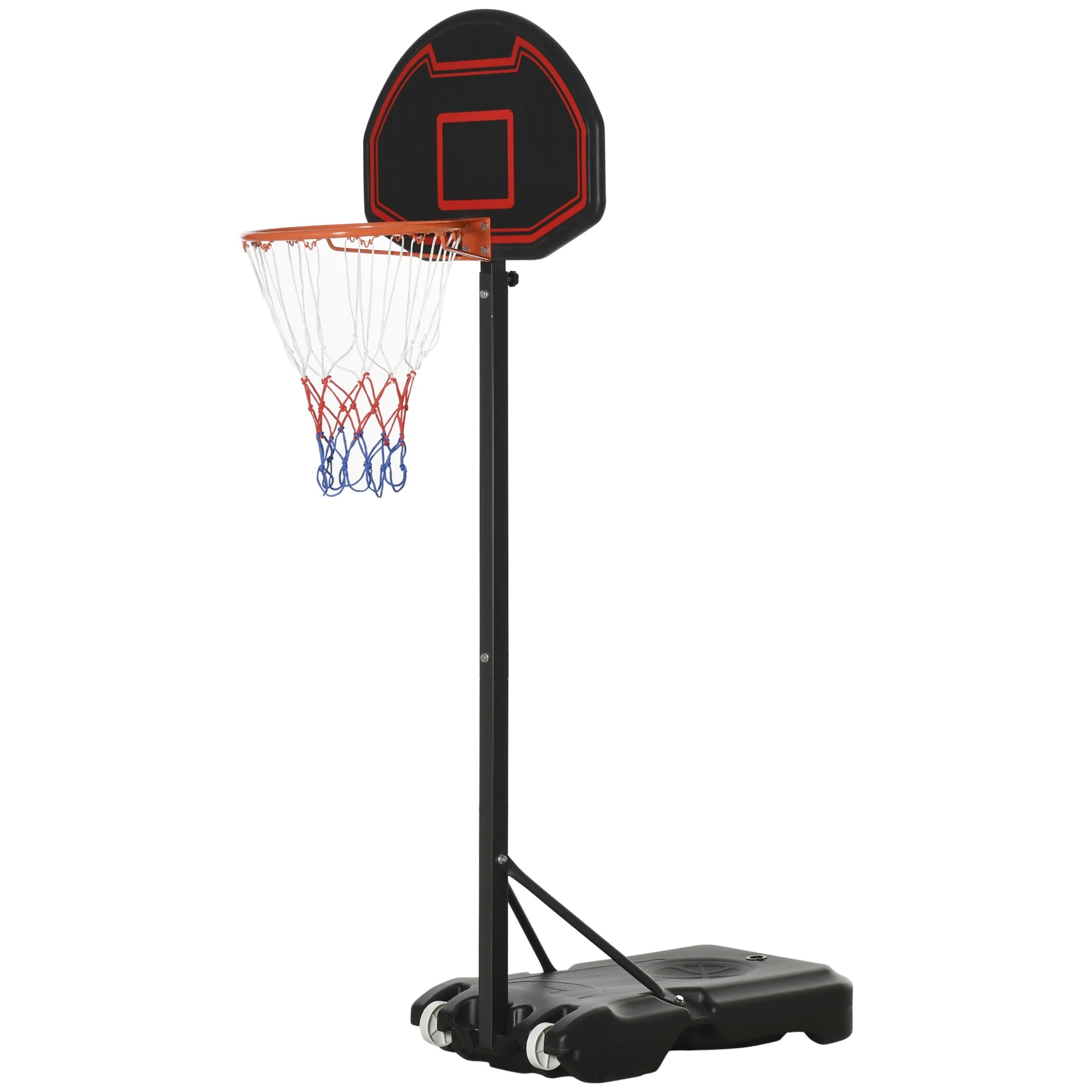 HOMCOM Basketballkorb, höhenverstellbar, befüllbarer Standfuß, hochstabil, schwarz, 131 x 49 x 195-250 cm