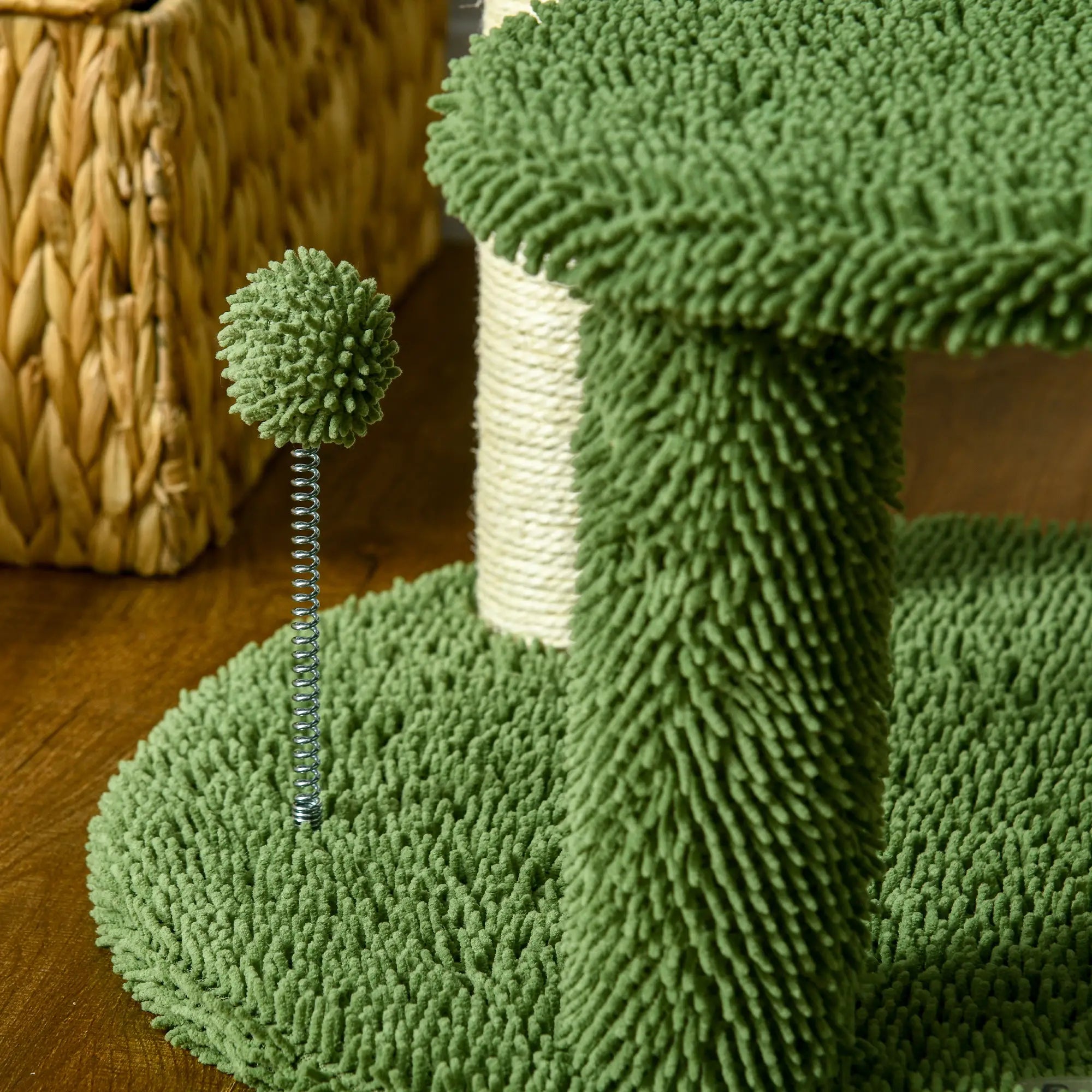 PawHut Kratzbaum Kaktus-Design mit 2 Etagen & Spielball