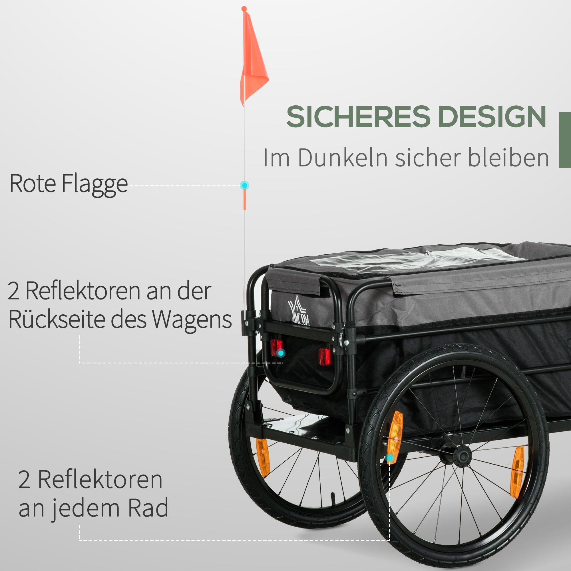 HOMCOM Lastenanhänger Bollerwagen 130 x 64 x 103 cm Stahl Schwarz+Grau
