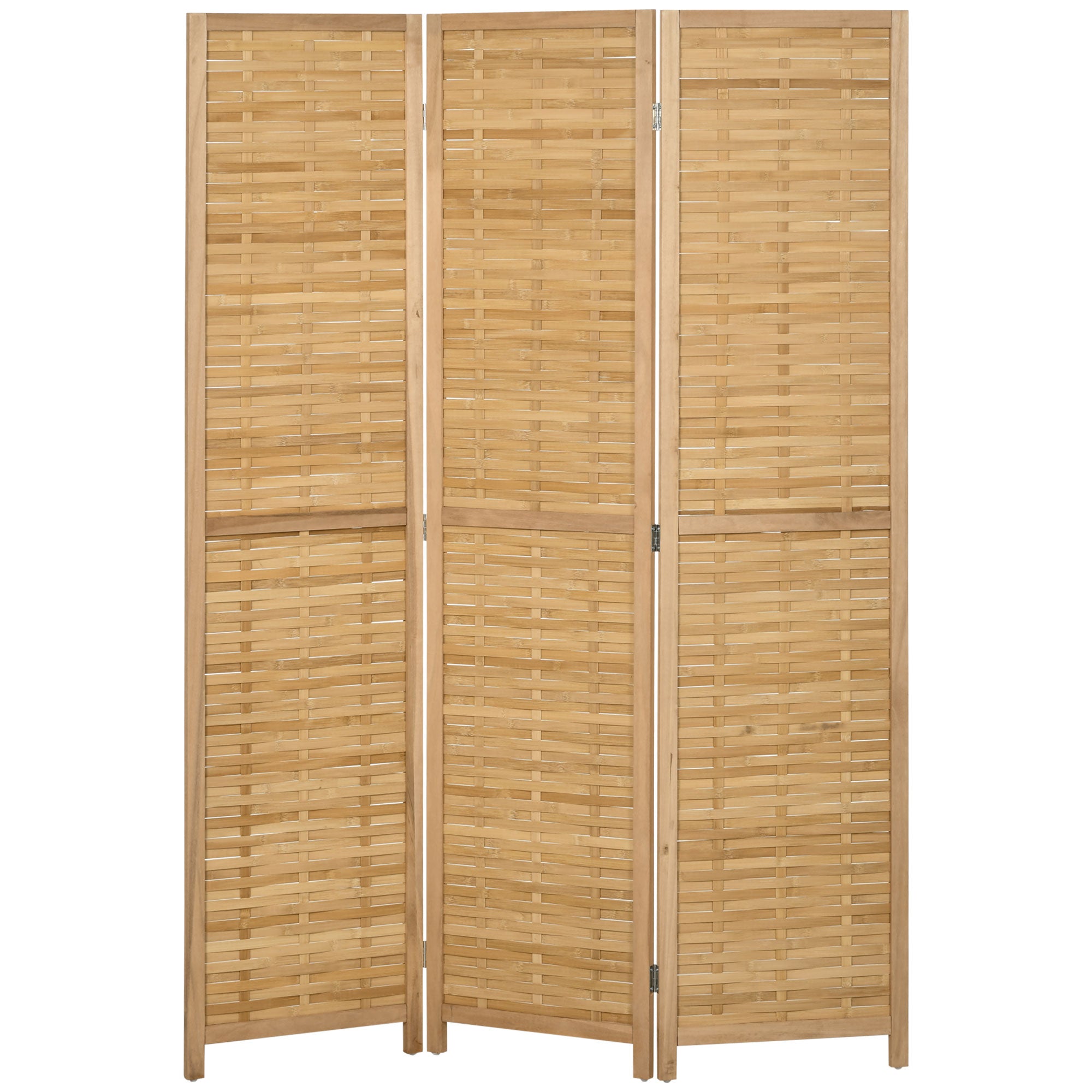 HOMCOM Raumteiler Klappbare Trennwand Sichtschutz, Bambus, 3-teilig, 120 cm x 170 cm x 1,8 cm, Natur