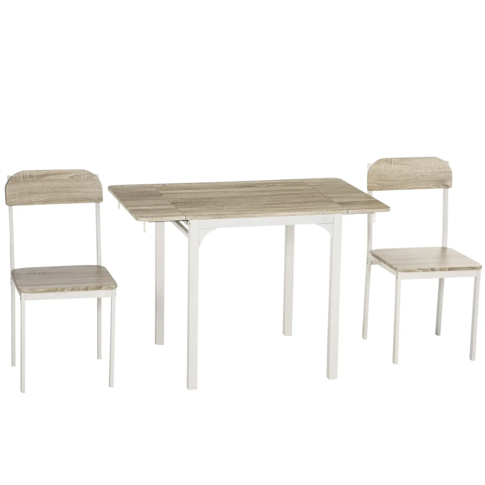 HOMCOM Essgruppe Klapptisch 2 Stühle platzsparend natur weiß