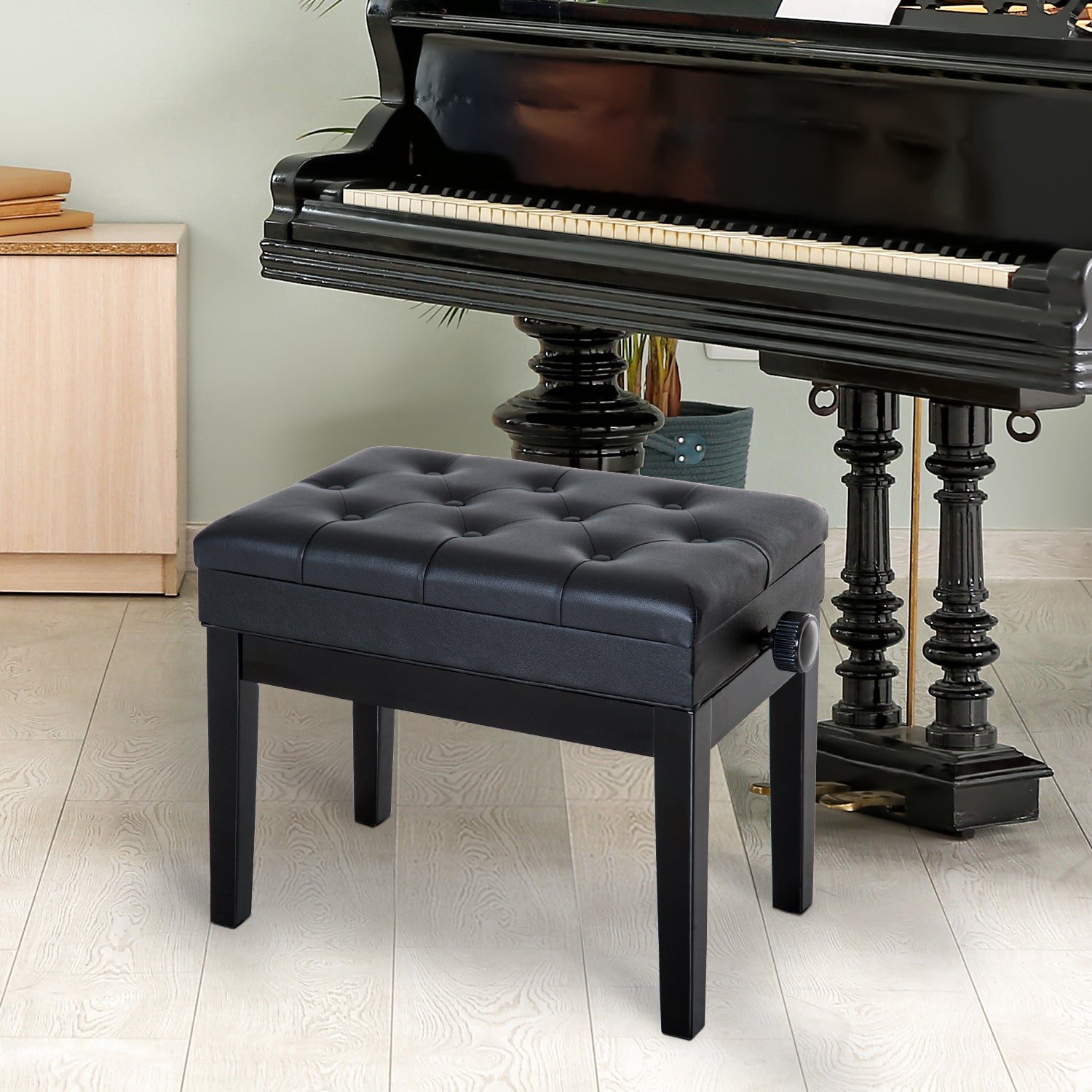 HOMCOM Klavierhocker Klavierbank Klavier Bank Schminkhocker Hocker mit Stauraum höhenverstellbar 54,5 x 33 x 48-58 cm