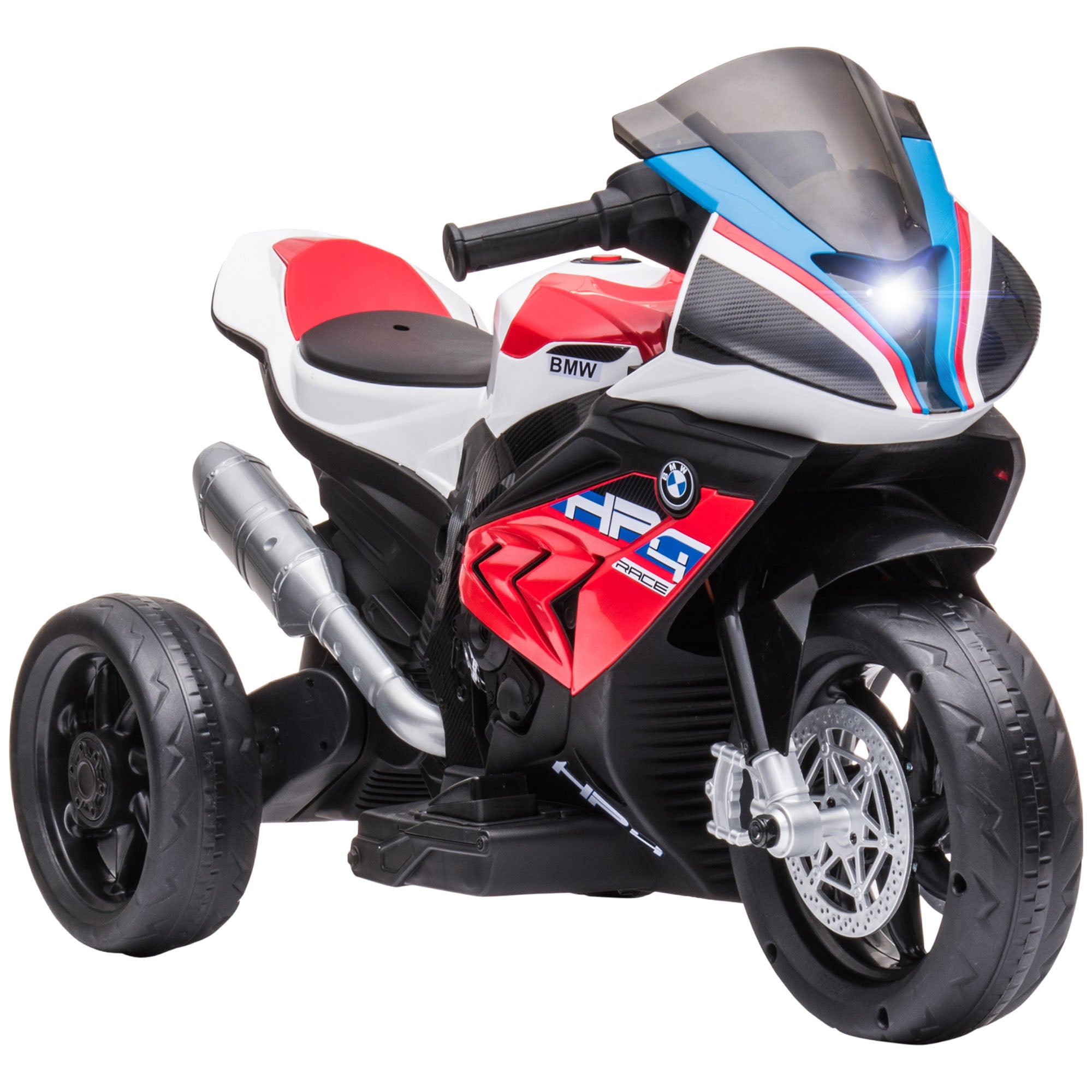 HOMCOM Kinder-Elektromotorrad Musikfunktion sichere 3-Rad-Ausführung Rot