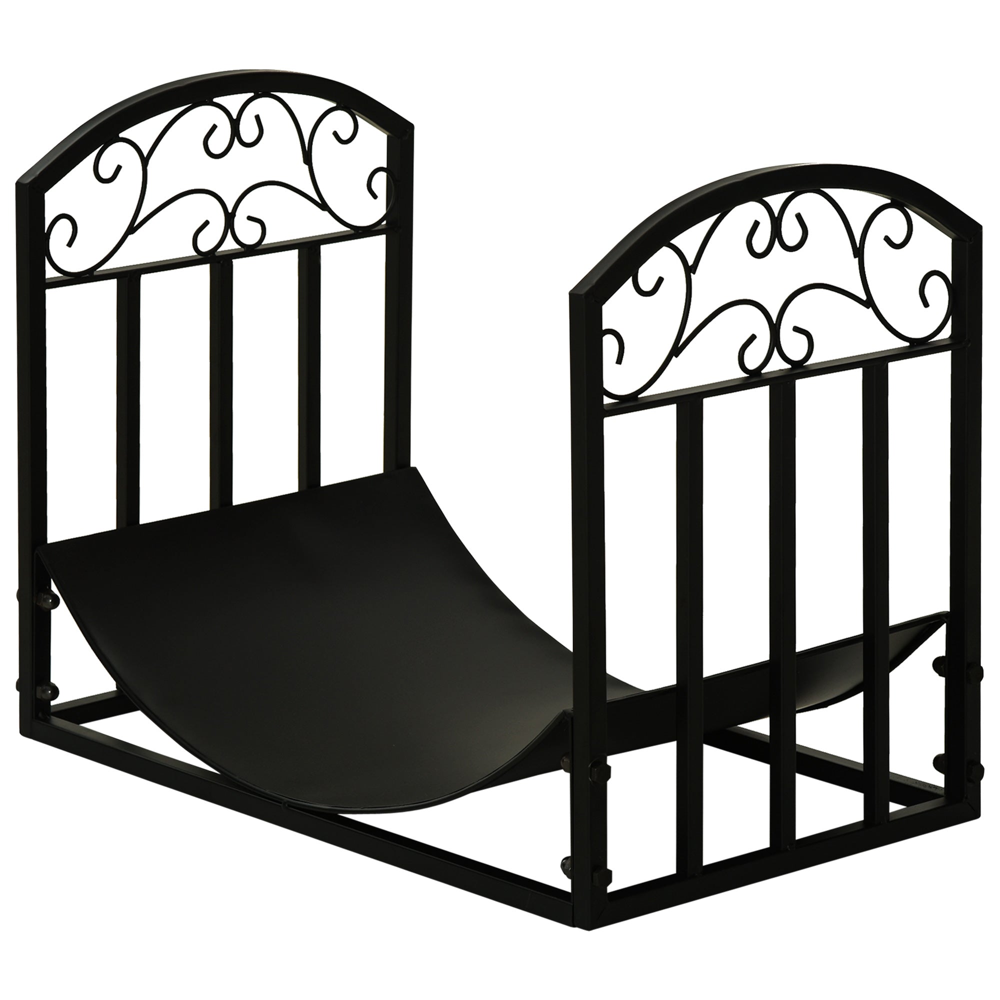 Outsunny Kaminholzregal Kaminholzständer Brennholzregal 60 kg belastbar Feuerholzablage Kaminwerkzeug Metall Schwarz 60,5 x 36 x 46,5 cm
