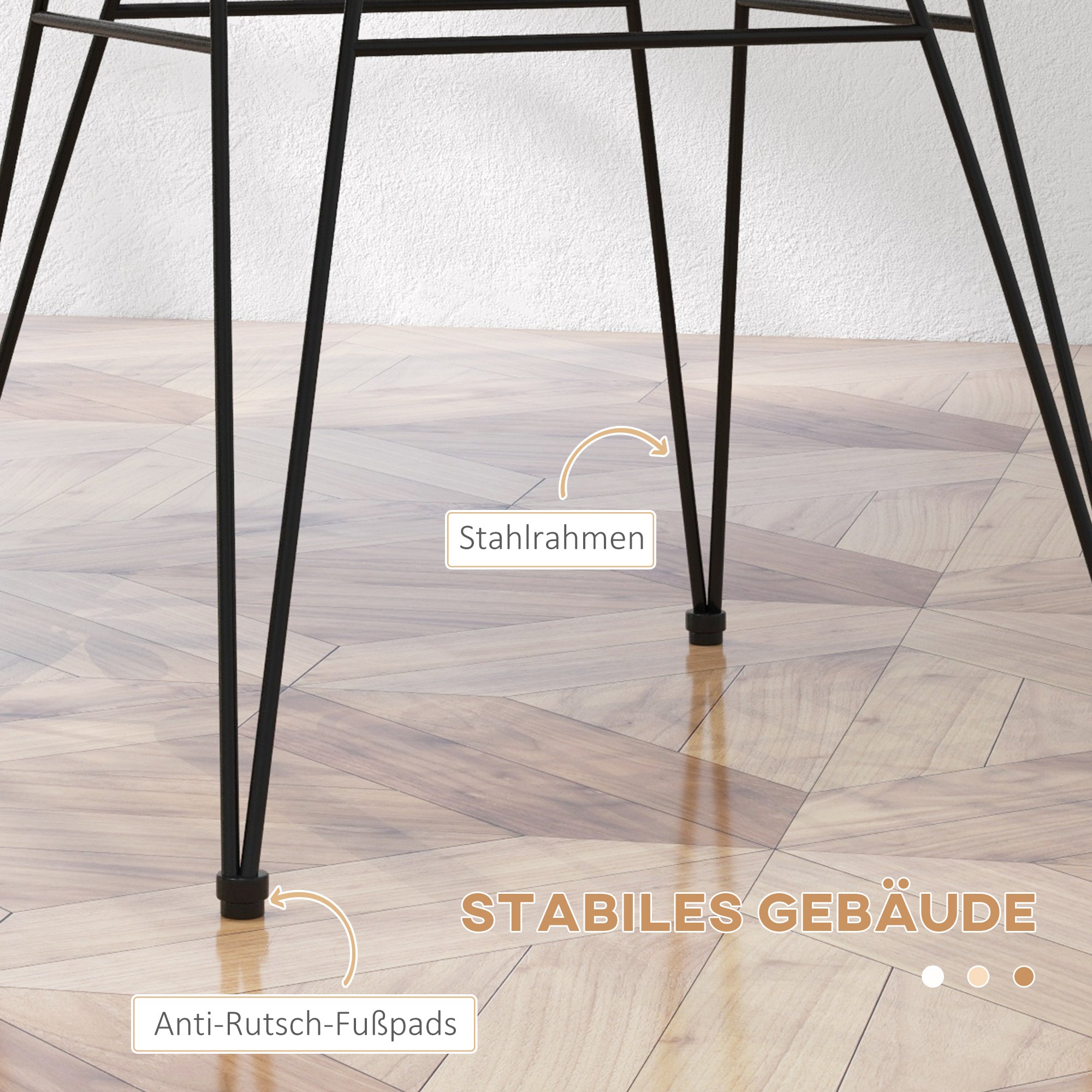 HOMCOM 2-er-Set Stühle im Boho-Stil, Küchenstühle, PE-Rattan, 56 x 60 x 79 cm, Natur + Schwarz
