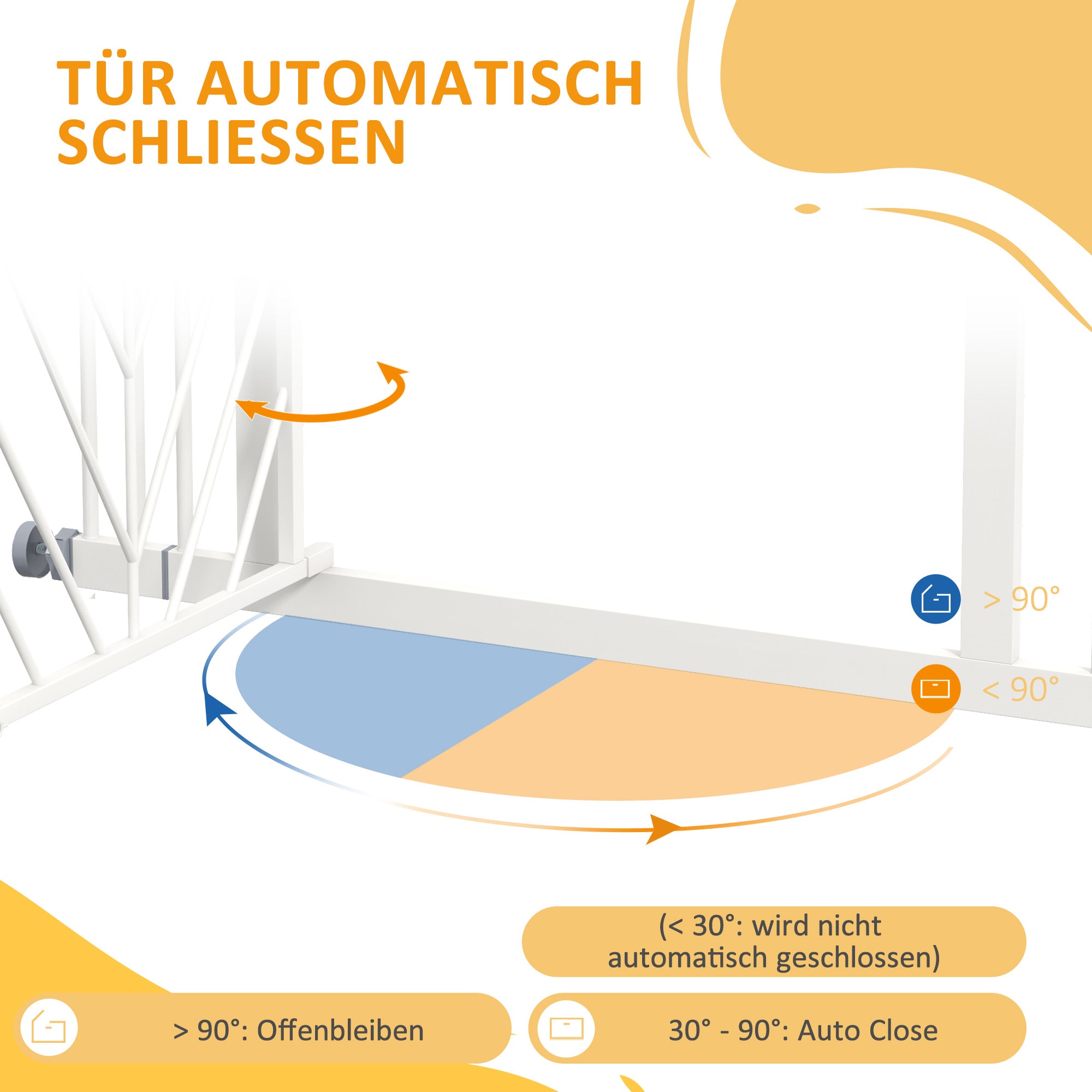 PawHut Türschutzgitter Treppenschutzgitter Absperrgitter Hundegitter, 100 cm x 4 cm x 76 cm, Weiß