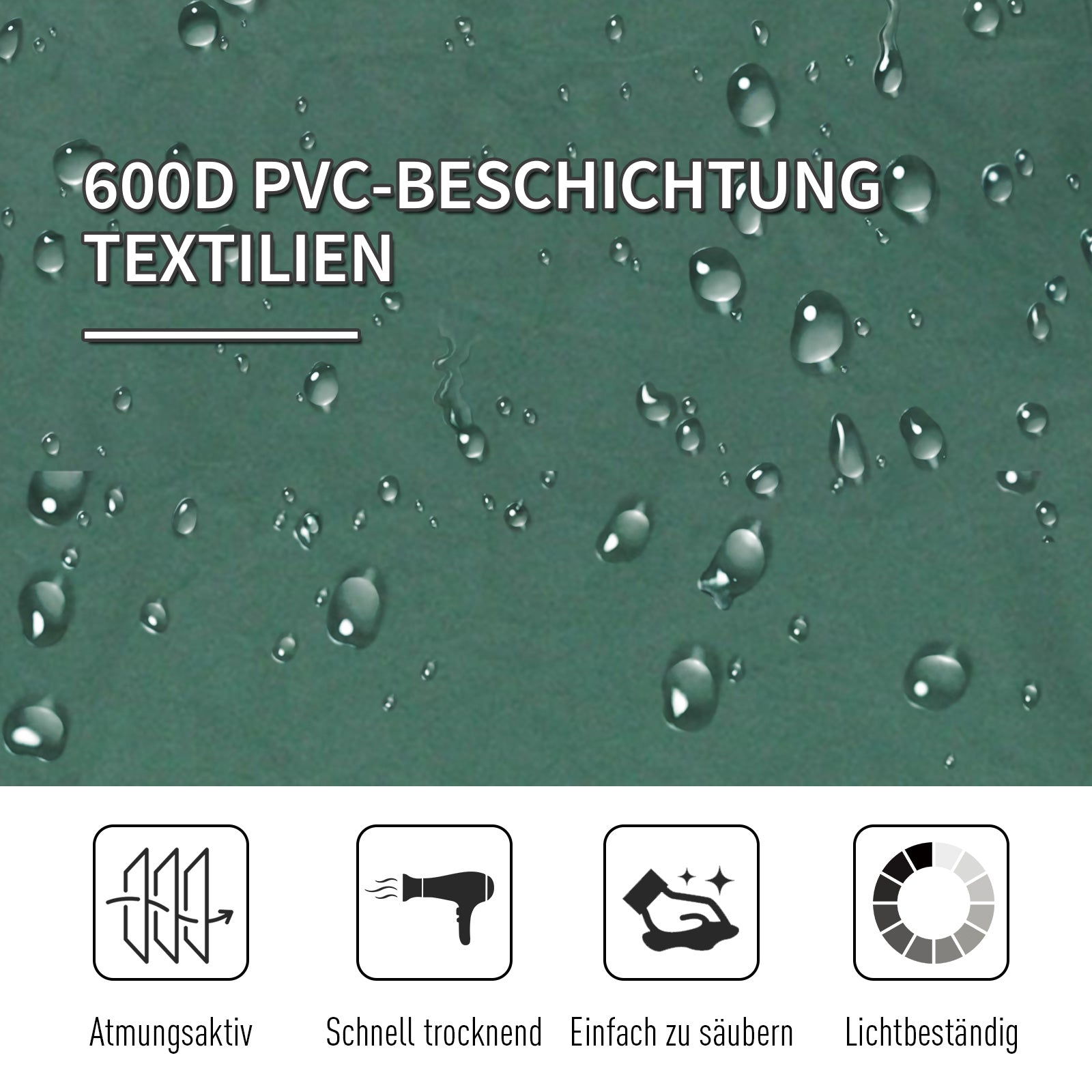 Outsunny Campingbett Klappbar für 2 Personen Feldbett Klappbett mit Tragetasche bis 136 kg belastbar Stahl Oxford Grün+Schwarz 193 x 125 x 40 cm