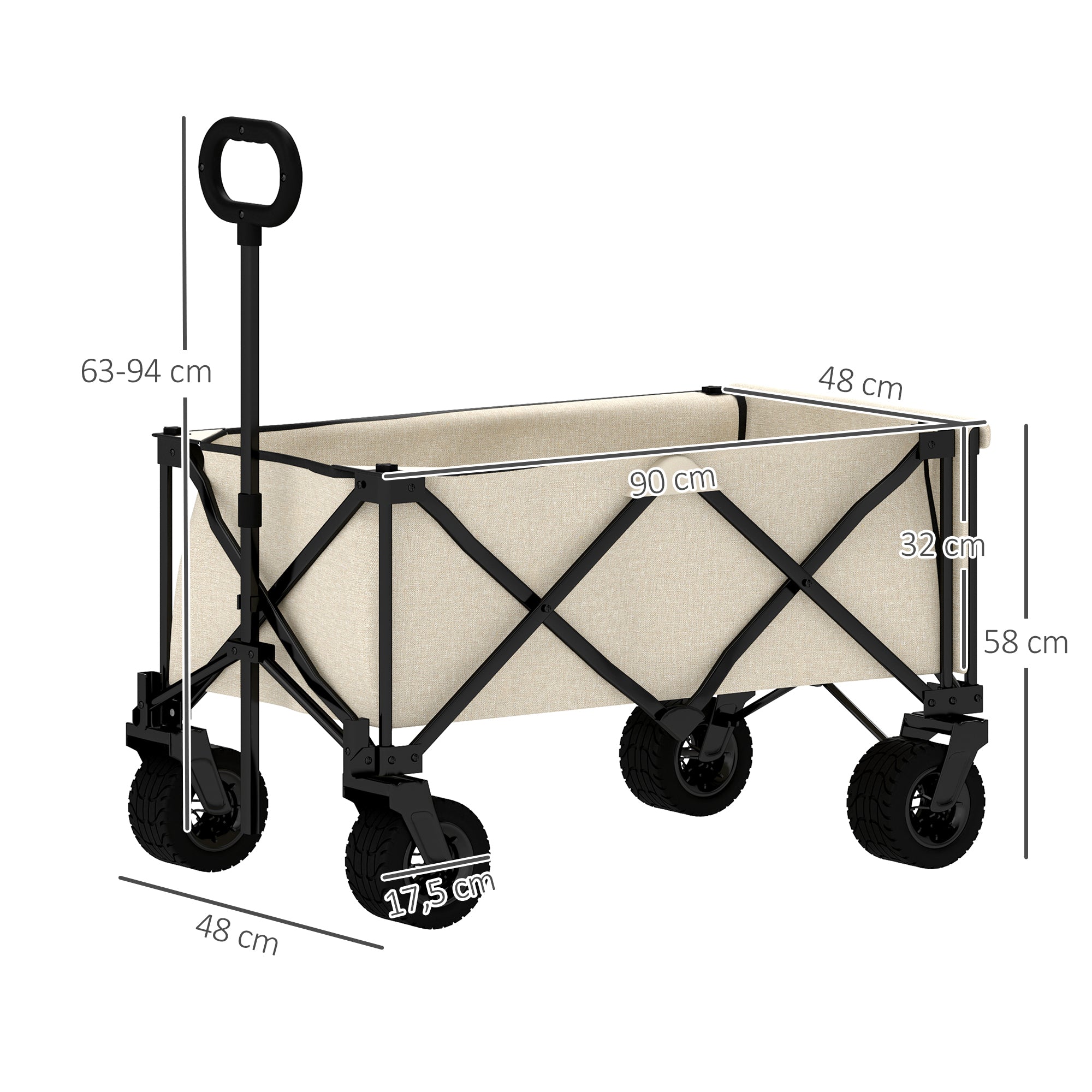 Outsunny Gartenwagen 100 kg belastbar, klappbar Transportwagen mit herausnehmbare Plane, 90 x 48 x 92 cm Beige