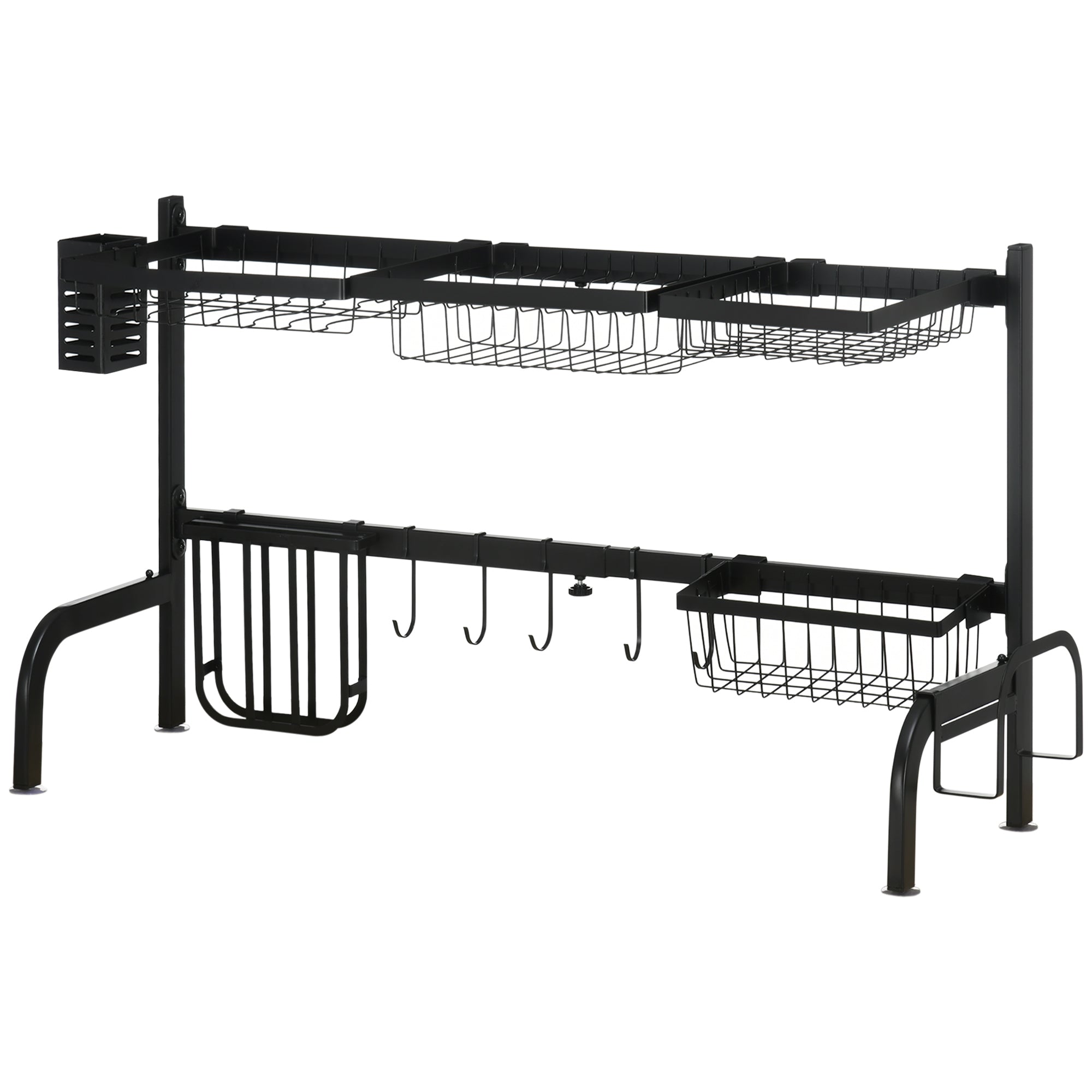 HOMCOM Abtropfgestell, längenverstellbar 51-93 cm, viele Elemente, flexible Anordnung, 93 x 30 x 52cm, schwarz