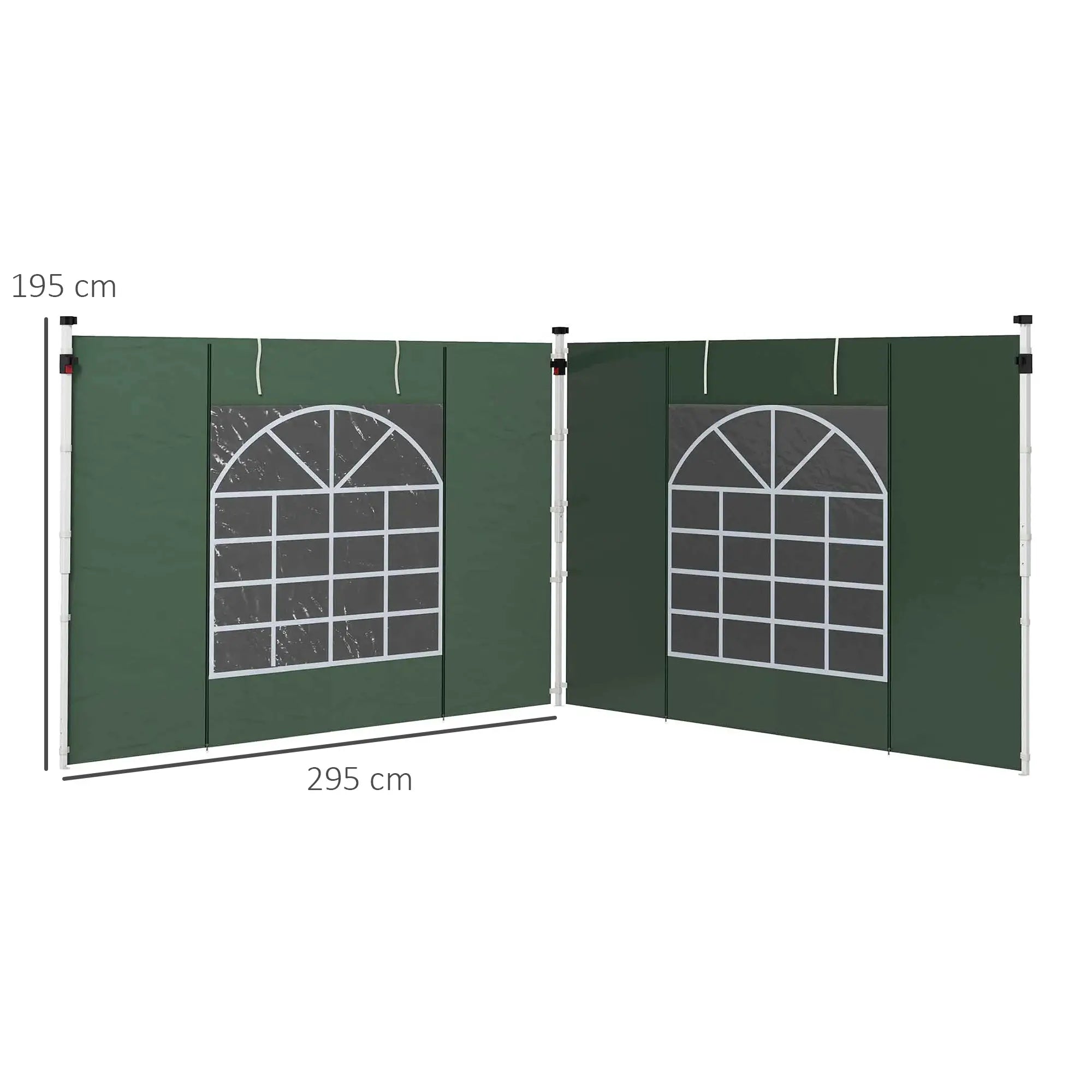 Outsunny Seitenwände für 3 x 3/ 3 x 6 m Pavillon, Seitenplanen mit Fenster, Tür, Ersatzwände für Partyzelt, Oxfordstoff, Grün