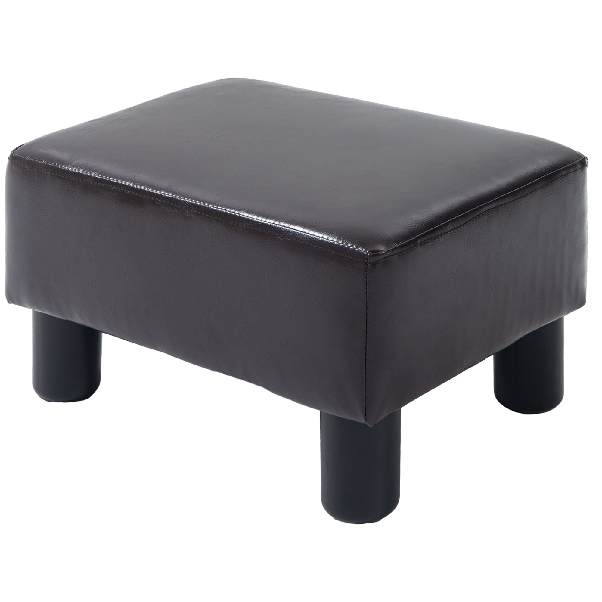 HOMCOM Hocker mit Stoffbezug in Kunstlederoptik, bis 110 kg, Kaffee, 40 x 30 x 24cm