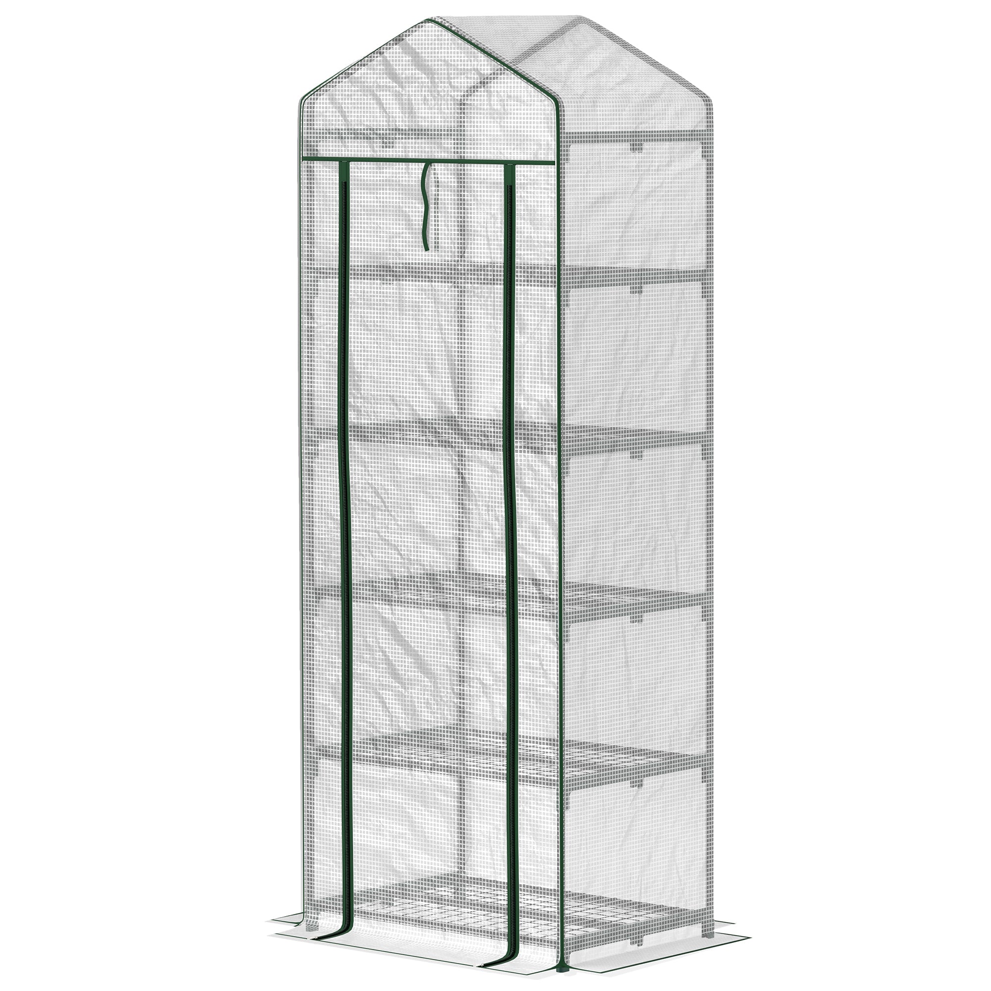 Outsunny Mini-Gewächshaus für Blumen oder Gemüse, Stahl, Kunststoff, 69L x 49B x 193H cm, Weiß