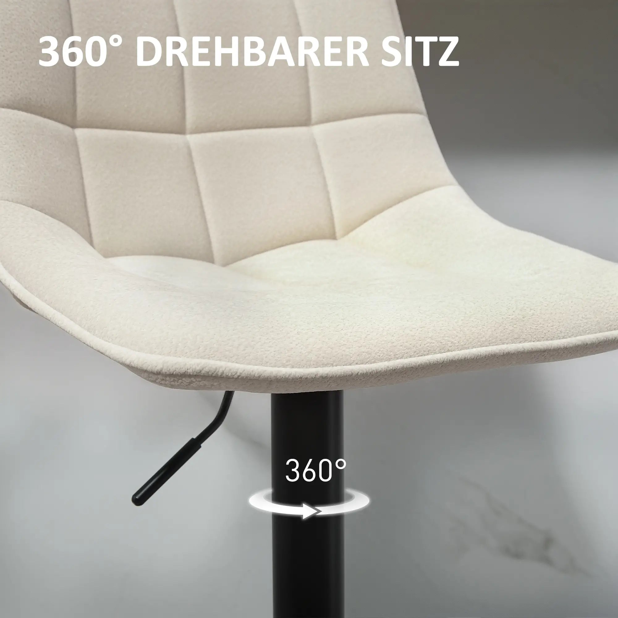 HOMCOM Moderner Barhocker, 2er-Set drehbare Barstühle mit Rückenlehne, höhenverstellbar, mit Fußstütze, gepolstert, Beige