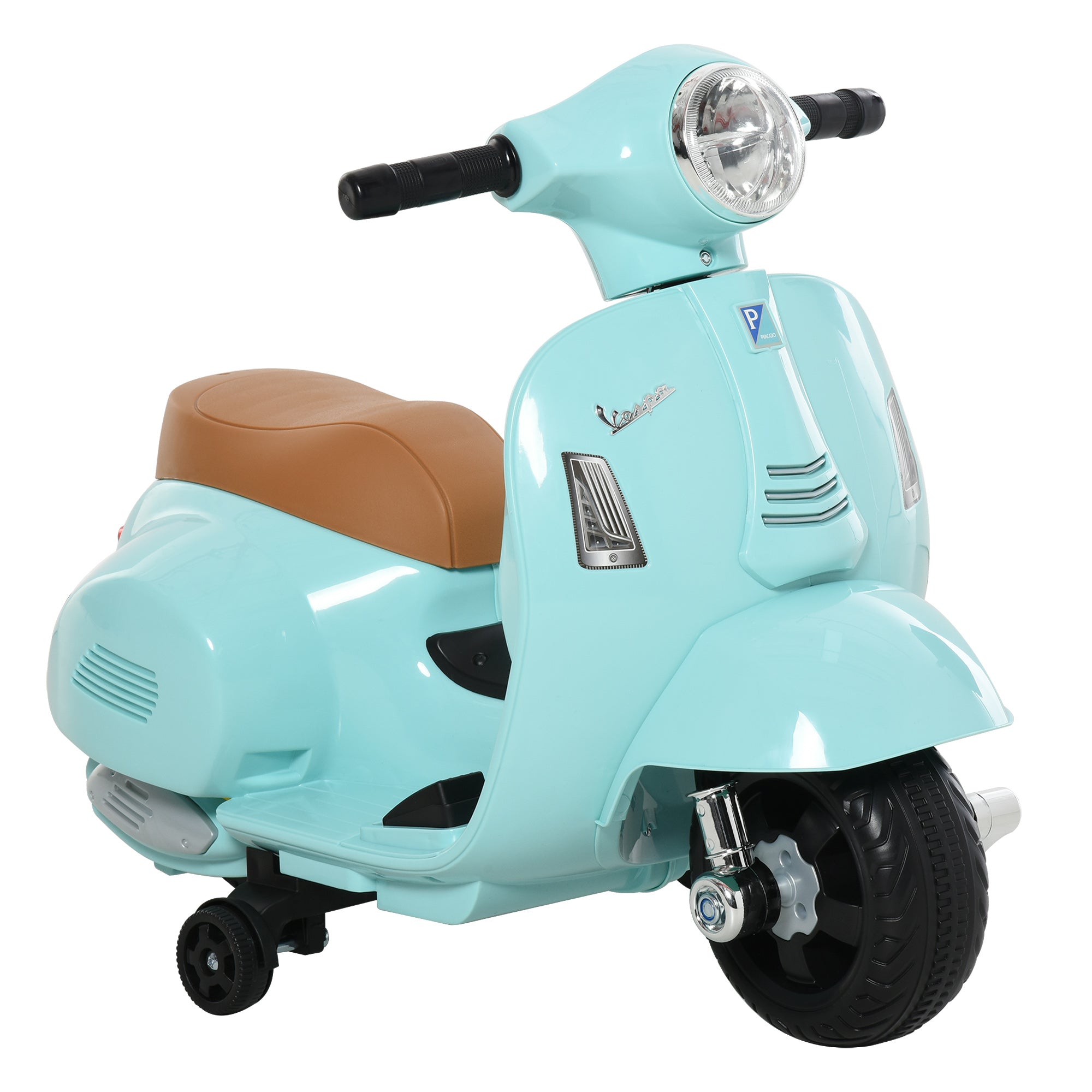 HOMCOM Elektro Kindermotorrad Vespa Elektromotorrad mit LED-Licht, Sound, Kinder Elektro Motorrad für Kinder von 18-36 Monate Grün