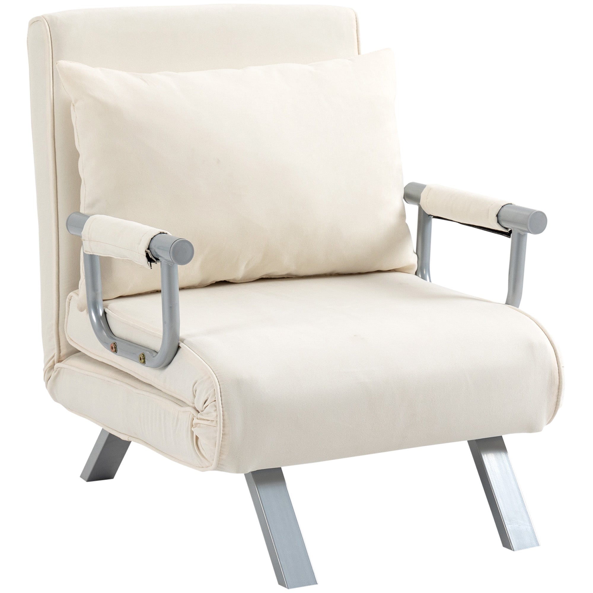 HOMCOM Schlafsessel Schlafsofa 5-fach verstellbar cremeweiß