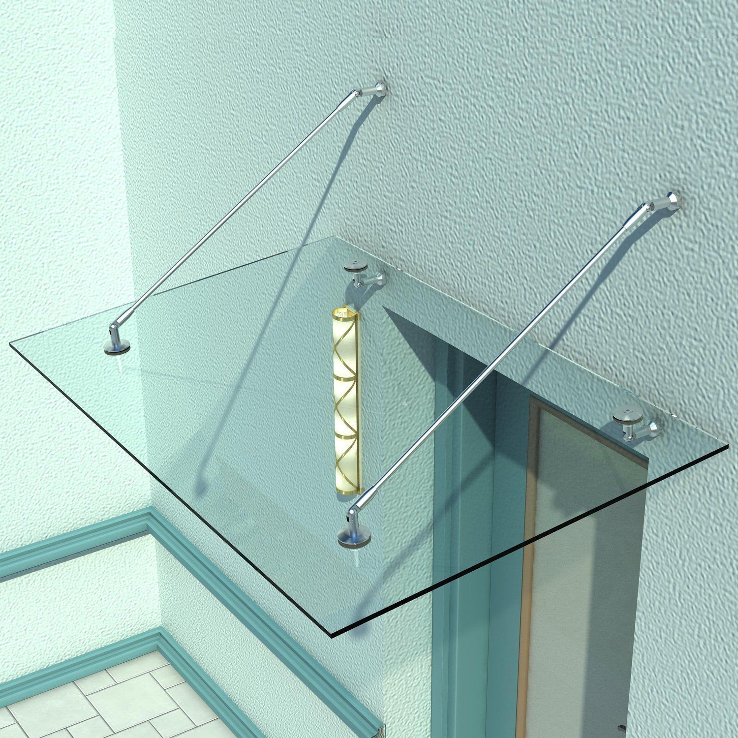 HOMCOM Glasvordach Vordach gehärtetes Glas Edelstahl lichtdurchlässig