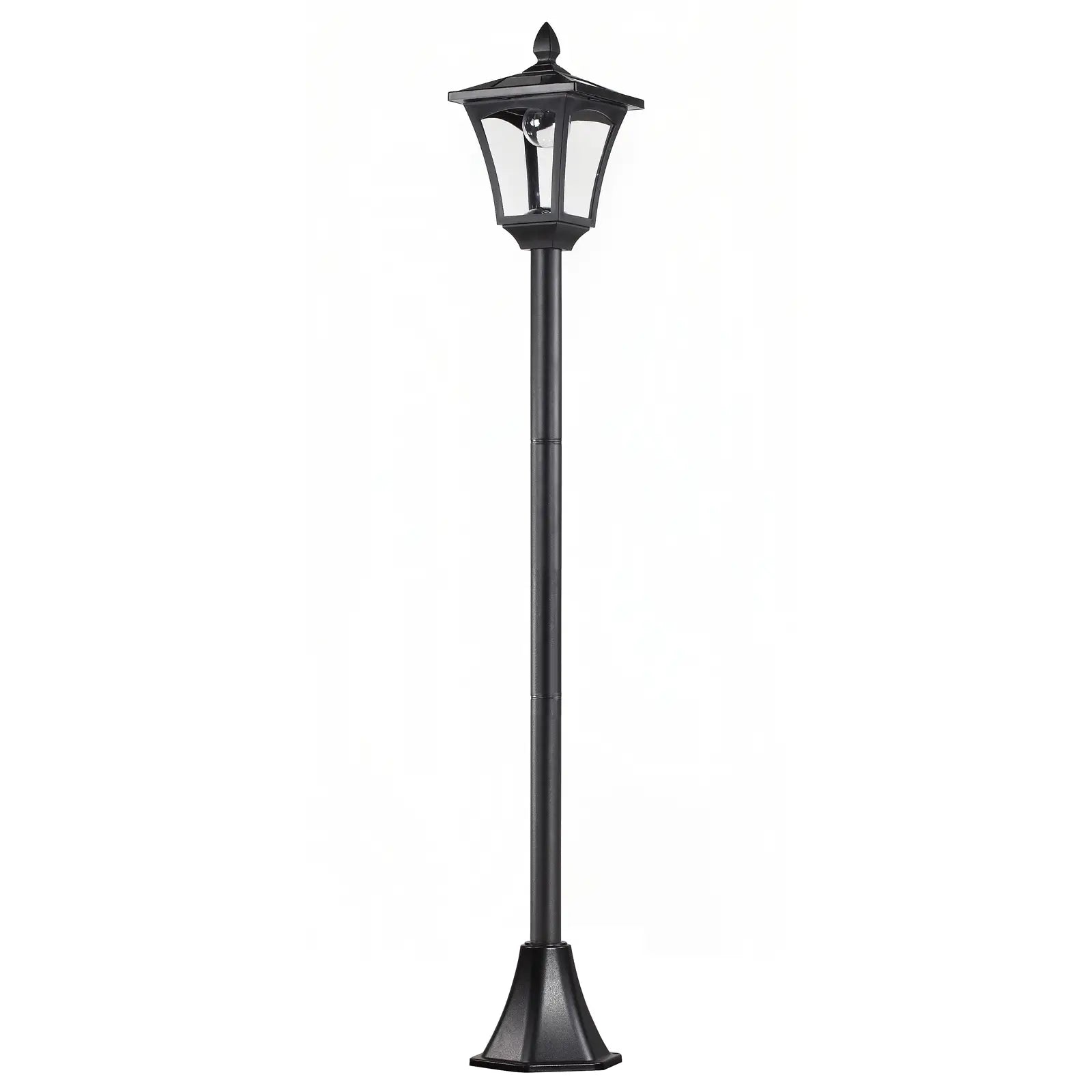 Outsunny LED Solar Gartenlaterne, Stehleuchte aus Edelstahl Gartenlampe 160 cm hoch Windlicht Außenleuchte IP44, Solarlampe mit Lichtsensor 30 Lumen Erdspieß, Gartenlampe für Garten Balkon Schwarz