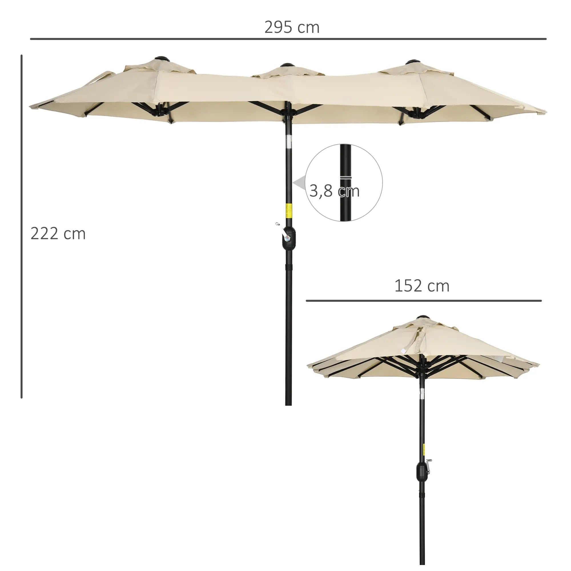 Outsunny Doppelsonnenschirm neigbar mit Kurbel Gartenschirm