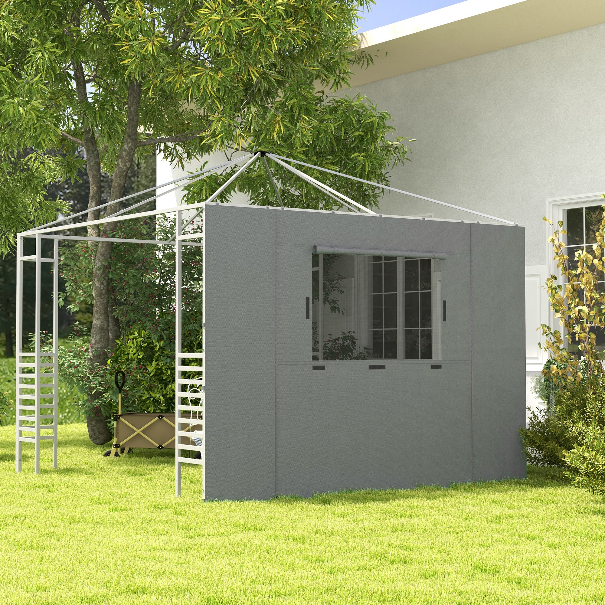 Outsunny Pavillon Seitenwand Seitenwand Partyzelt, wetterbeständig, 300 cm x 200 cm, Dunkelgrau