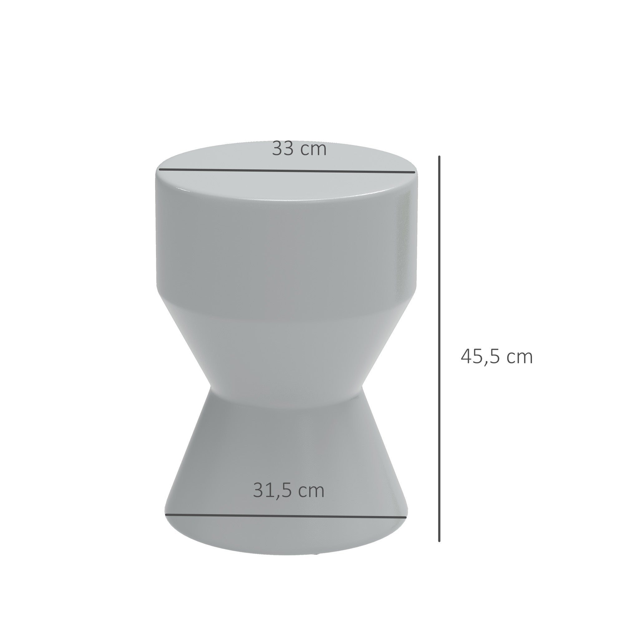 Outsunny Sitzhocker aus Keramik 120kg belastbar Ø33 x 45,5 cm Wetterfest Garten Hocker in Sanduhrform Hellgrau