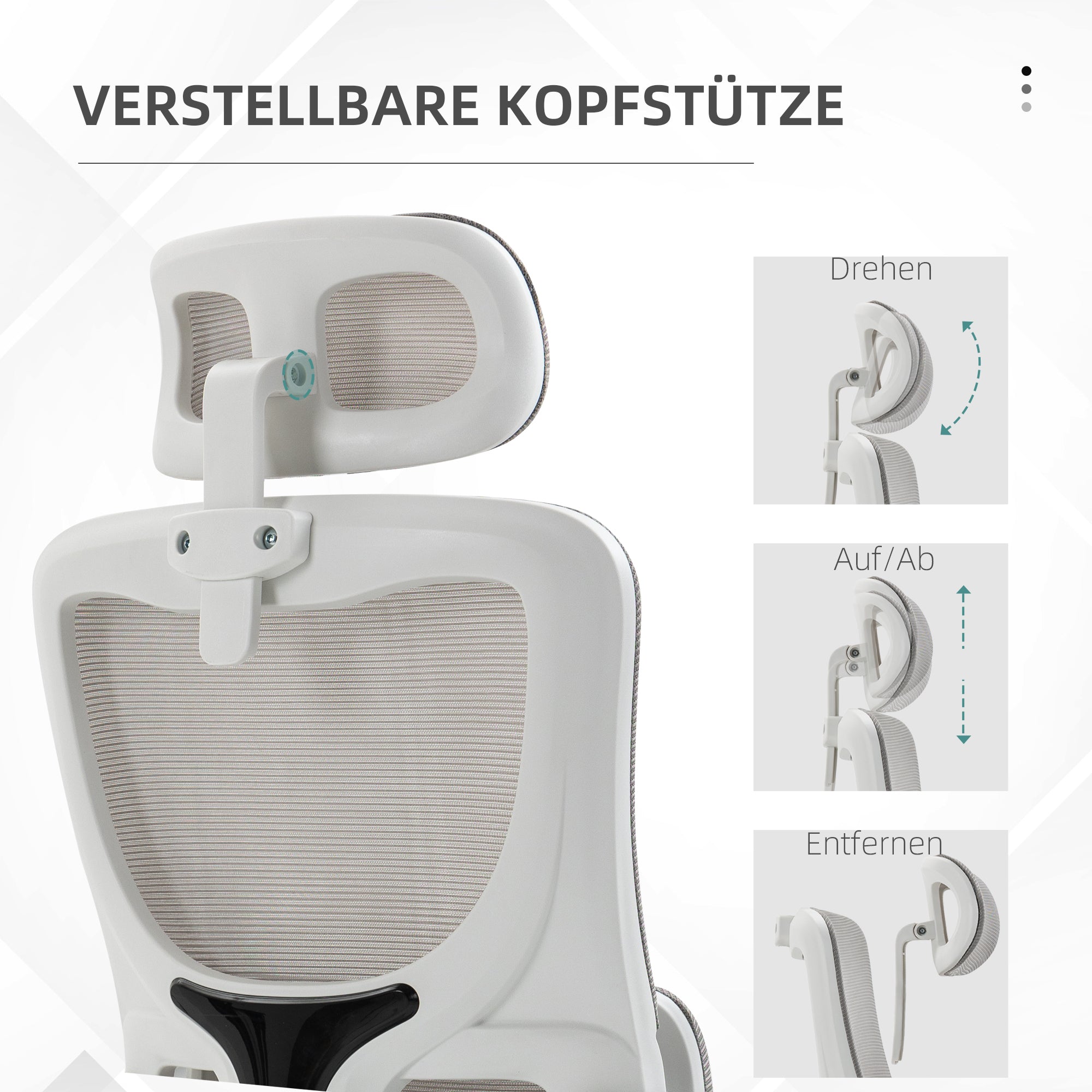 Vinsetto Bürostuhl, höhenverstellbar, neigbare Rückenlehne, verstellbare Kopfstütze, bis 120 kg, 60x59x114-122 cm, Grau
