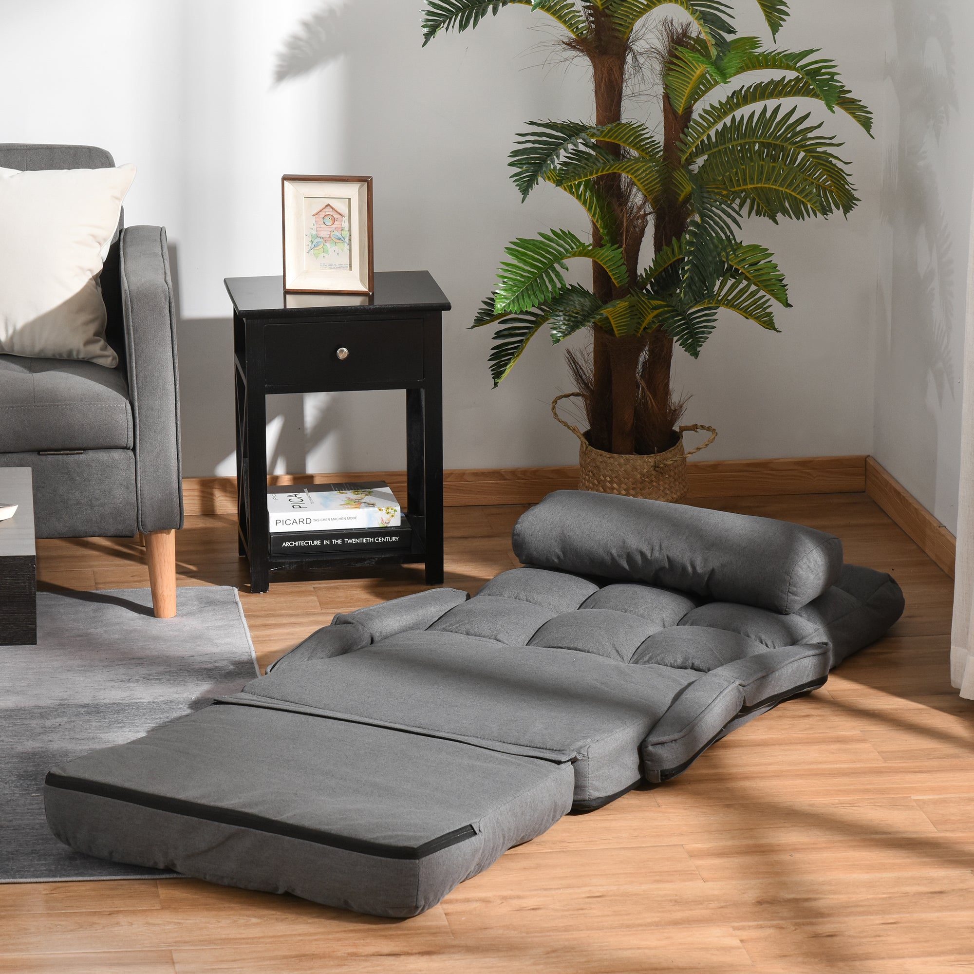 HOMCOM Schlafsessel, Polstersessel mit Bettfunktion, 5-fach verstellbar, Dunkelgrau