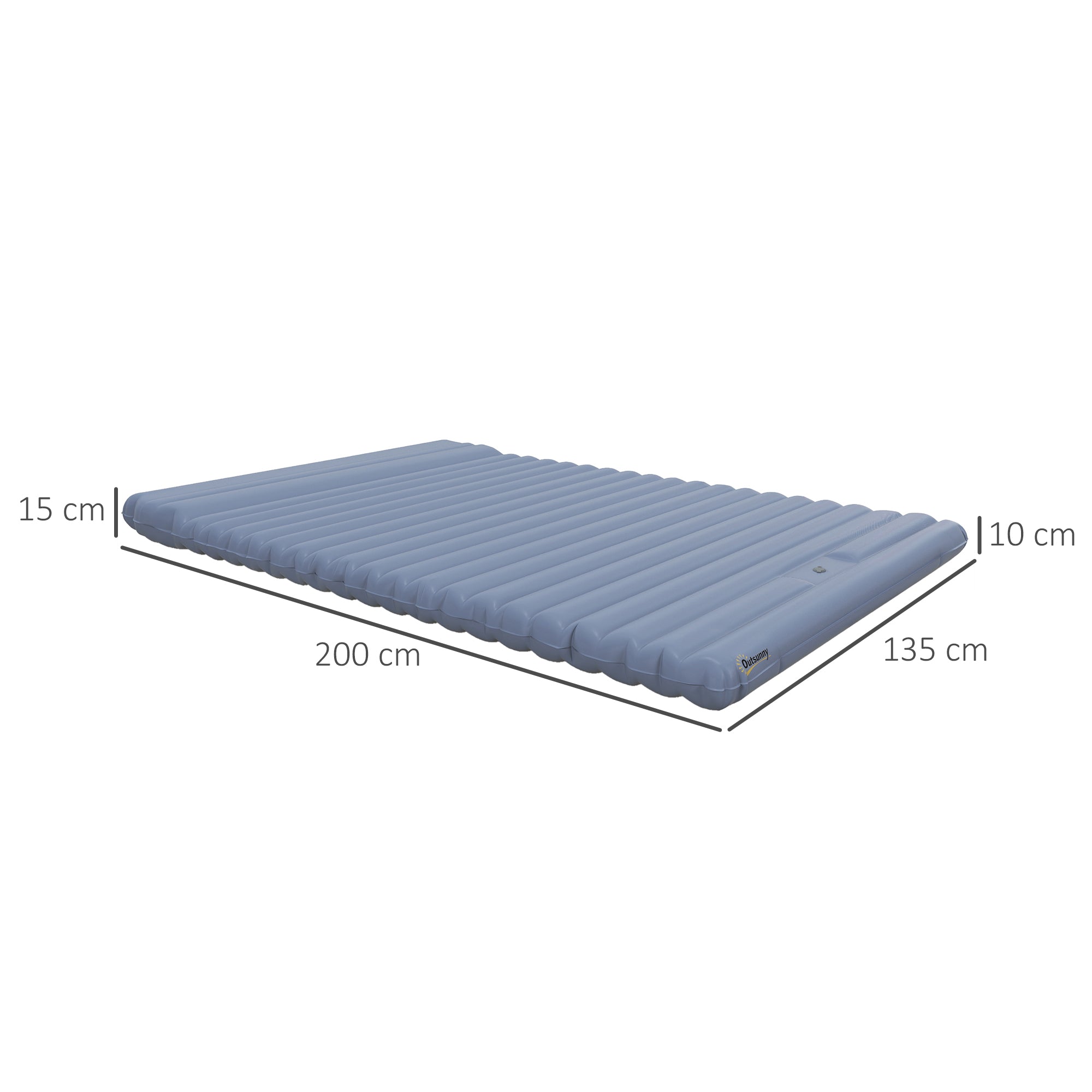 Outsunny Luftmatratze Campingmatratze, inkl. Luftpumpe, 1 Kissen, 200 x 135 x 10 cm, Blau