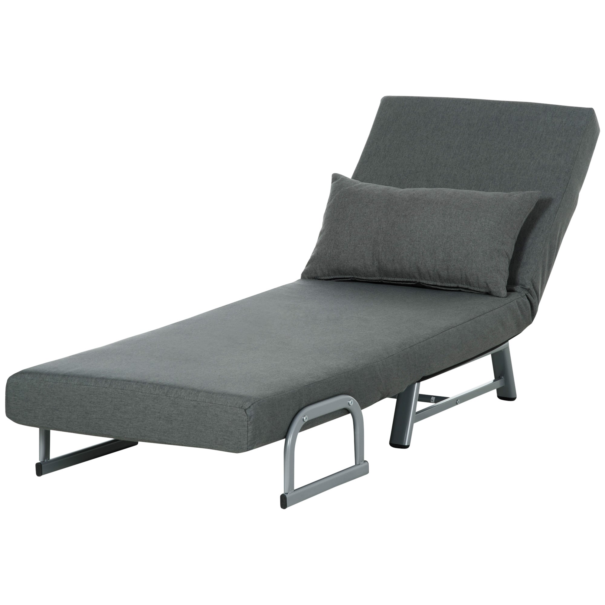 HOMCOM Schlafsessel, Polstersessel, zum Gästebett umwandelbar, ergonomisch, Dunkelgrau