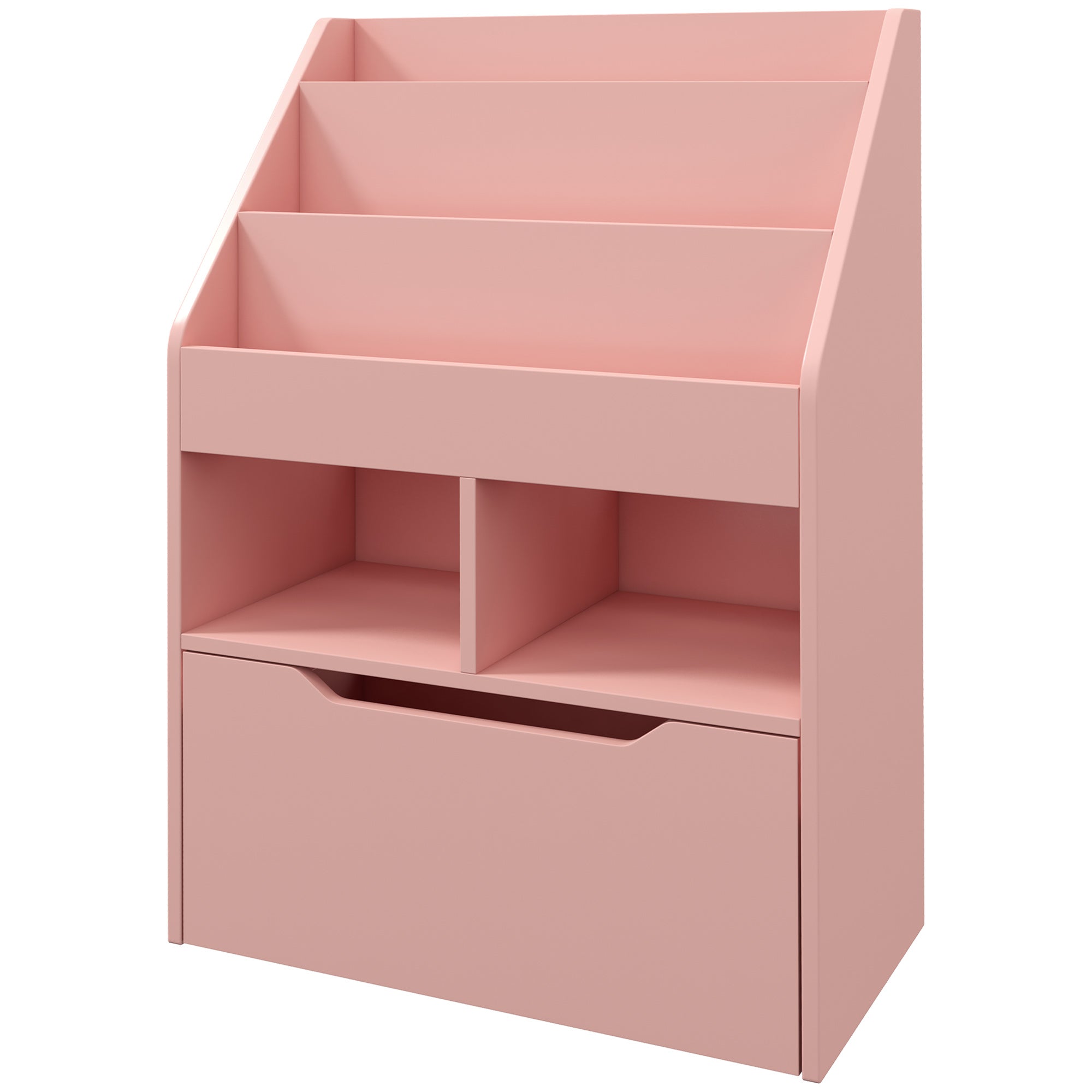 HOMCOM Kinderregal mit Schublade, Bücherregal mit Fächern, 60 x 29,9 x 90 cm, Rosa