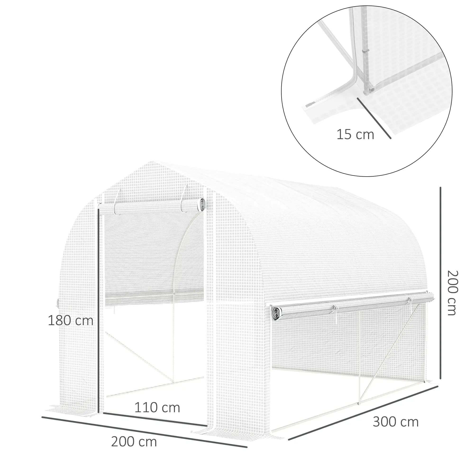 Outsunny Gewächshaus 3x2 m Folientunnel mit Fenster & Tür