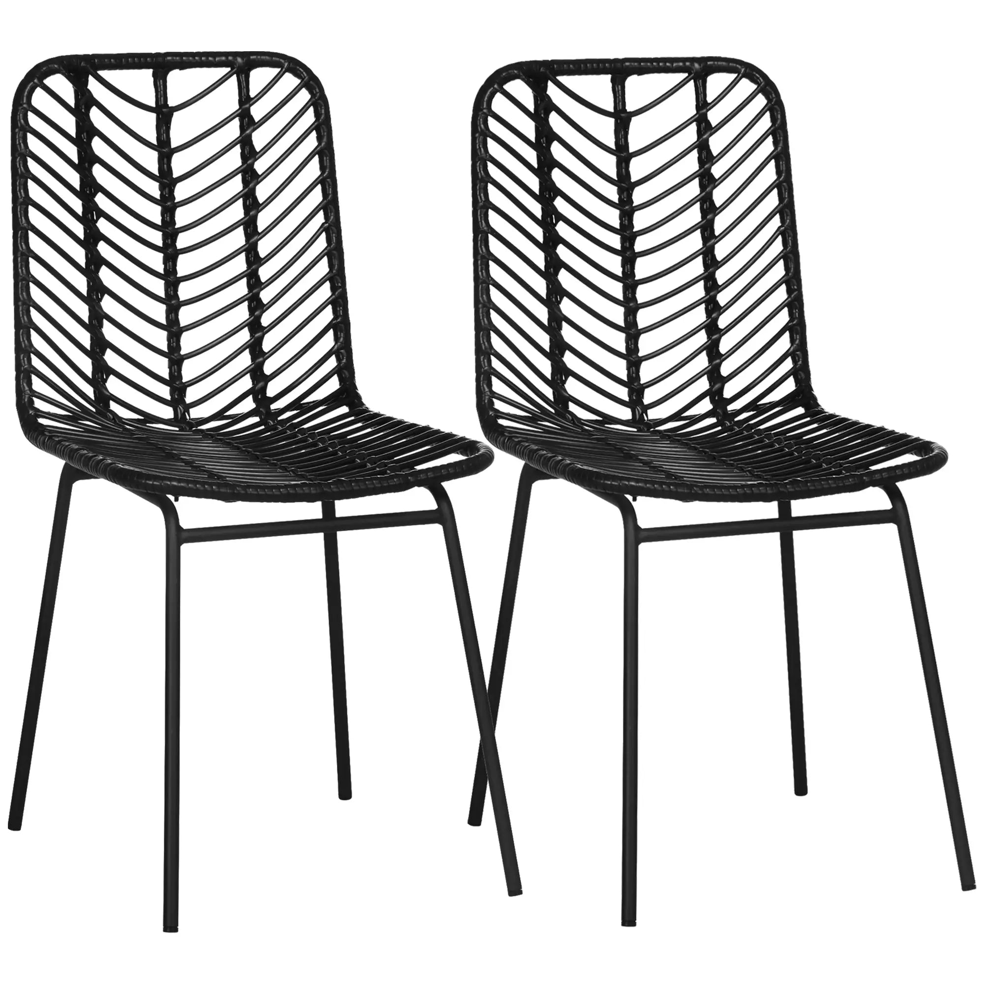 HOMCOM Esszimmerstuhl 2er-Set Boho-Design rattanoptik