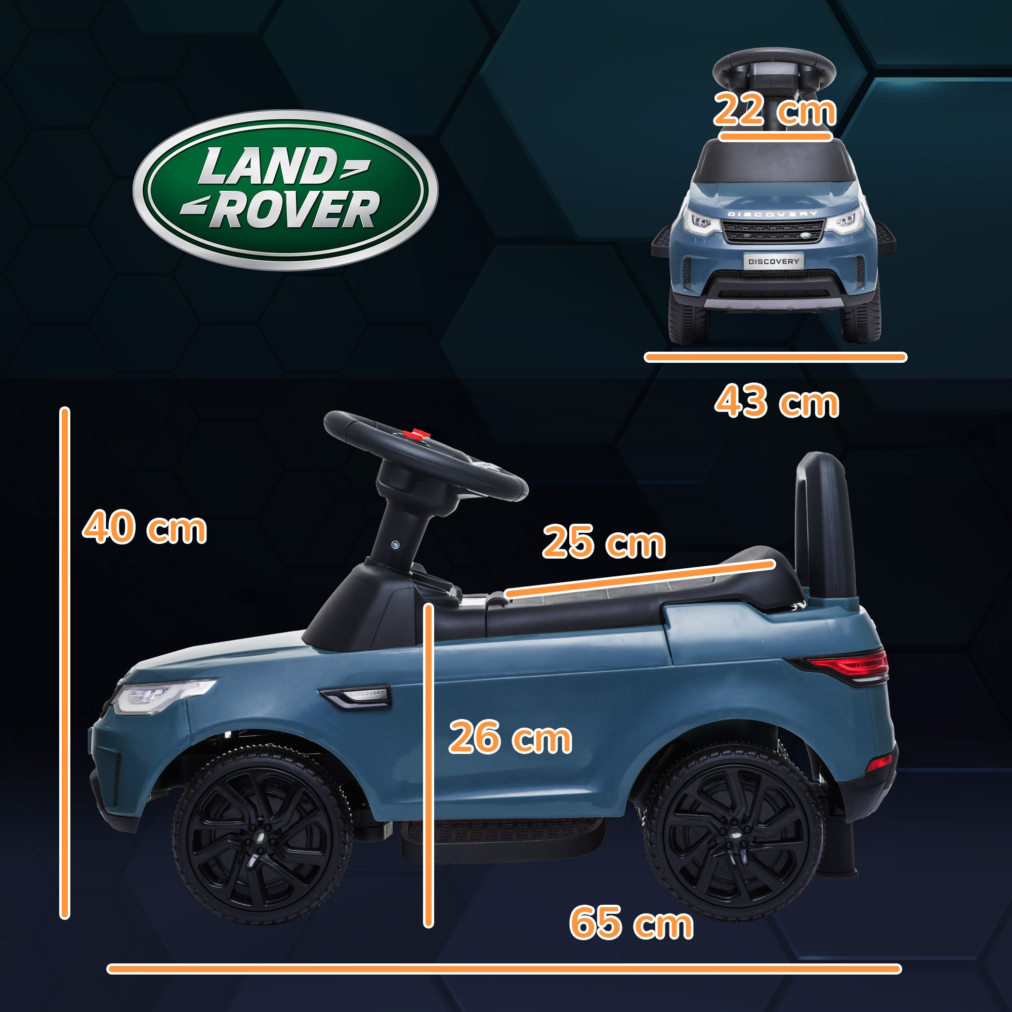 AIYAPLAY Elektro Kinderauto 6V, Land Rover, Fahr-/Schiebemodus, Scheinwerfer, Musik, Hellblau