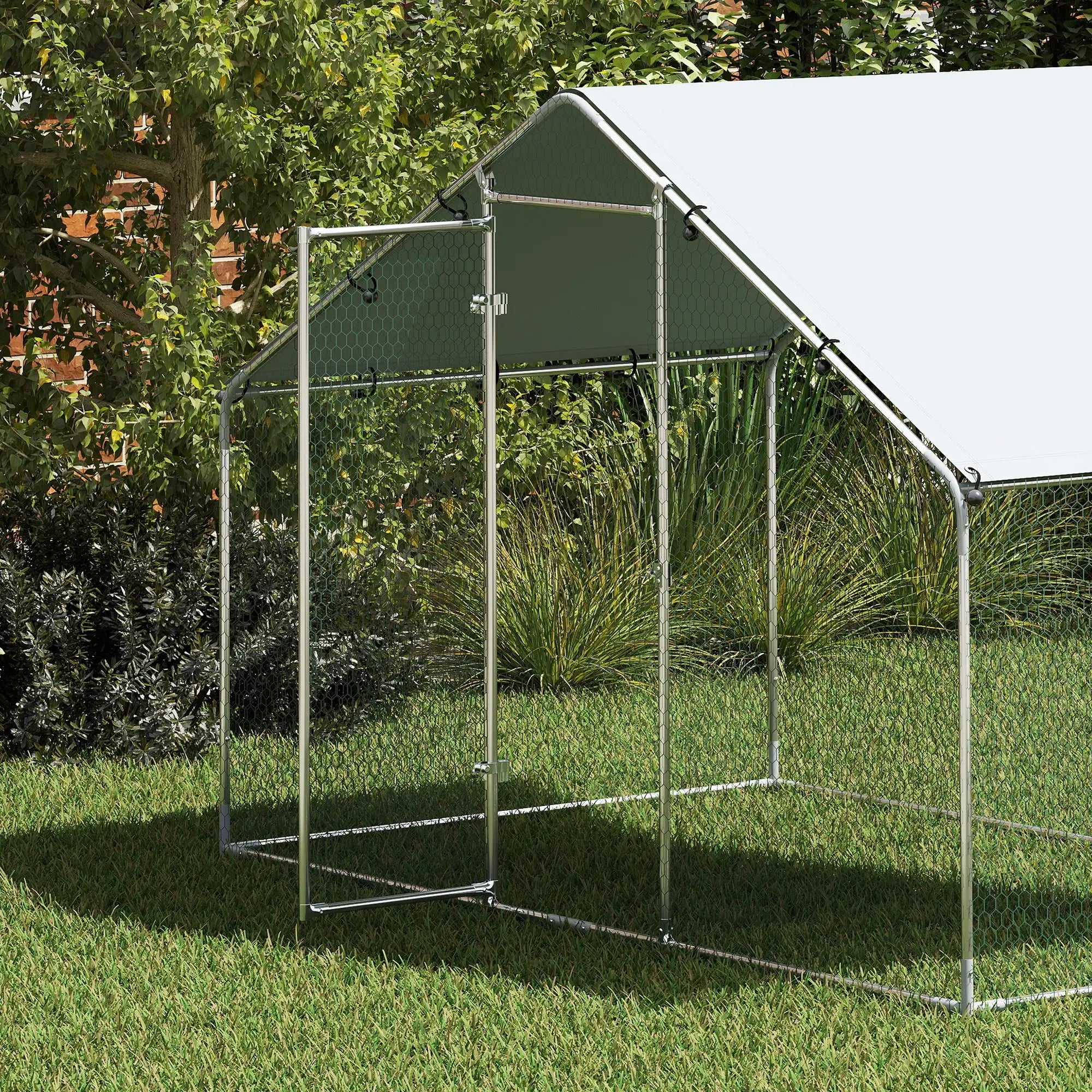 PawHut Hühnerstall Freilaufgehege Outdoor UV-Schutz verzinkter Stahl