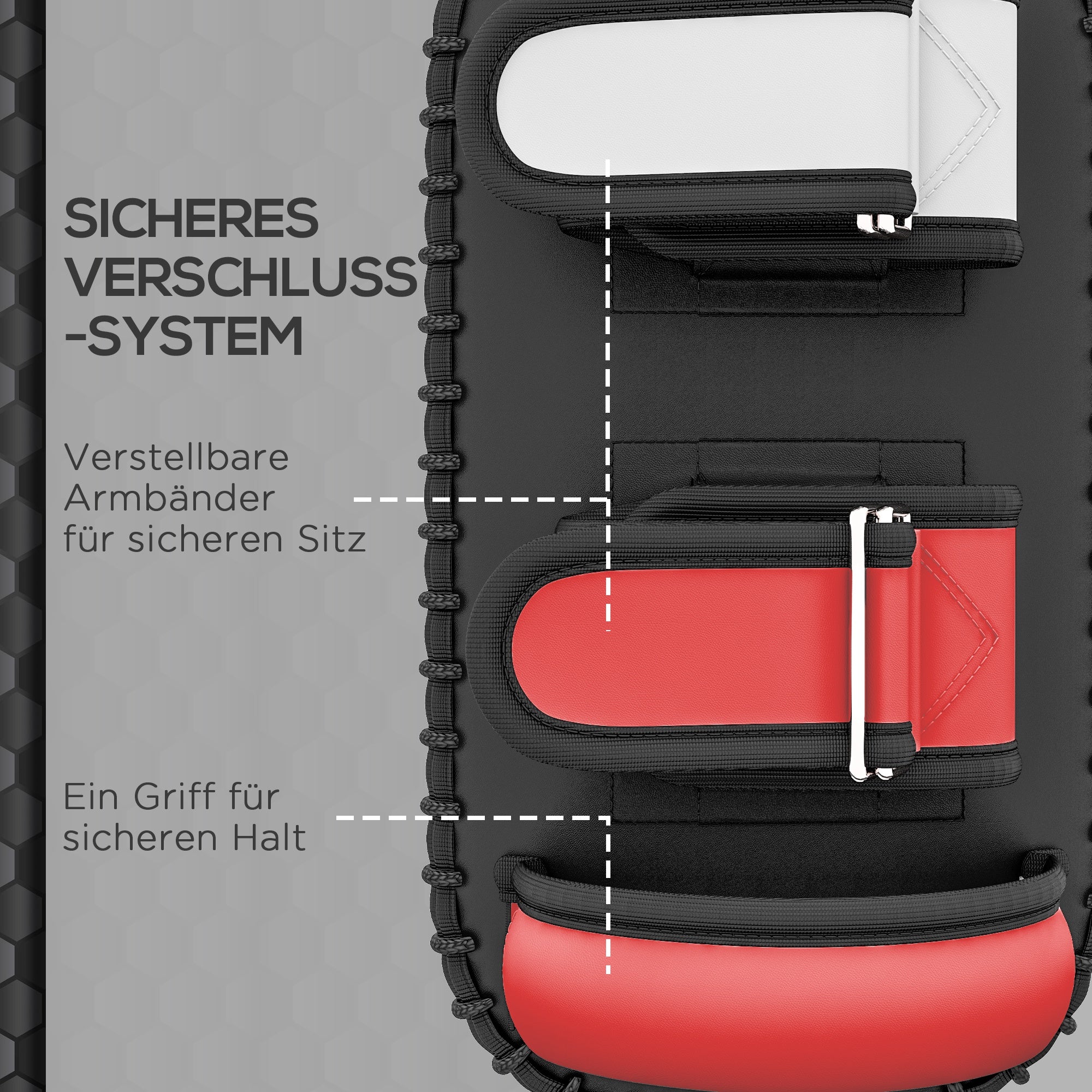 SPORTNOW Kickpolster fürMuay Thai, Kickboxen, Kunstlederbezug, 0,4 kg, 38x20x18 cm, Schwarz/Rot/Weiß