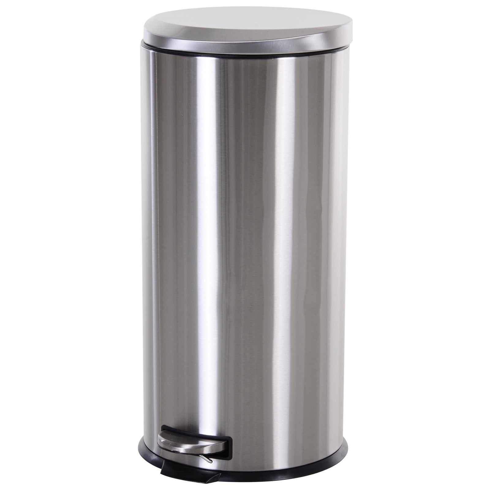 HOMCOM 30L Mülleimer Treteimer aus Edelstahl, Abfalleimer mit Inneneimer, Müllbehälter mit Deckel und Fußpedal, für Wohnzimmer, Büro, Ø29,2 x 62,5 cm