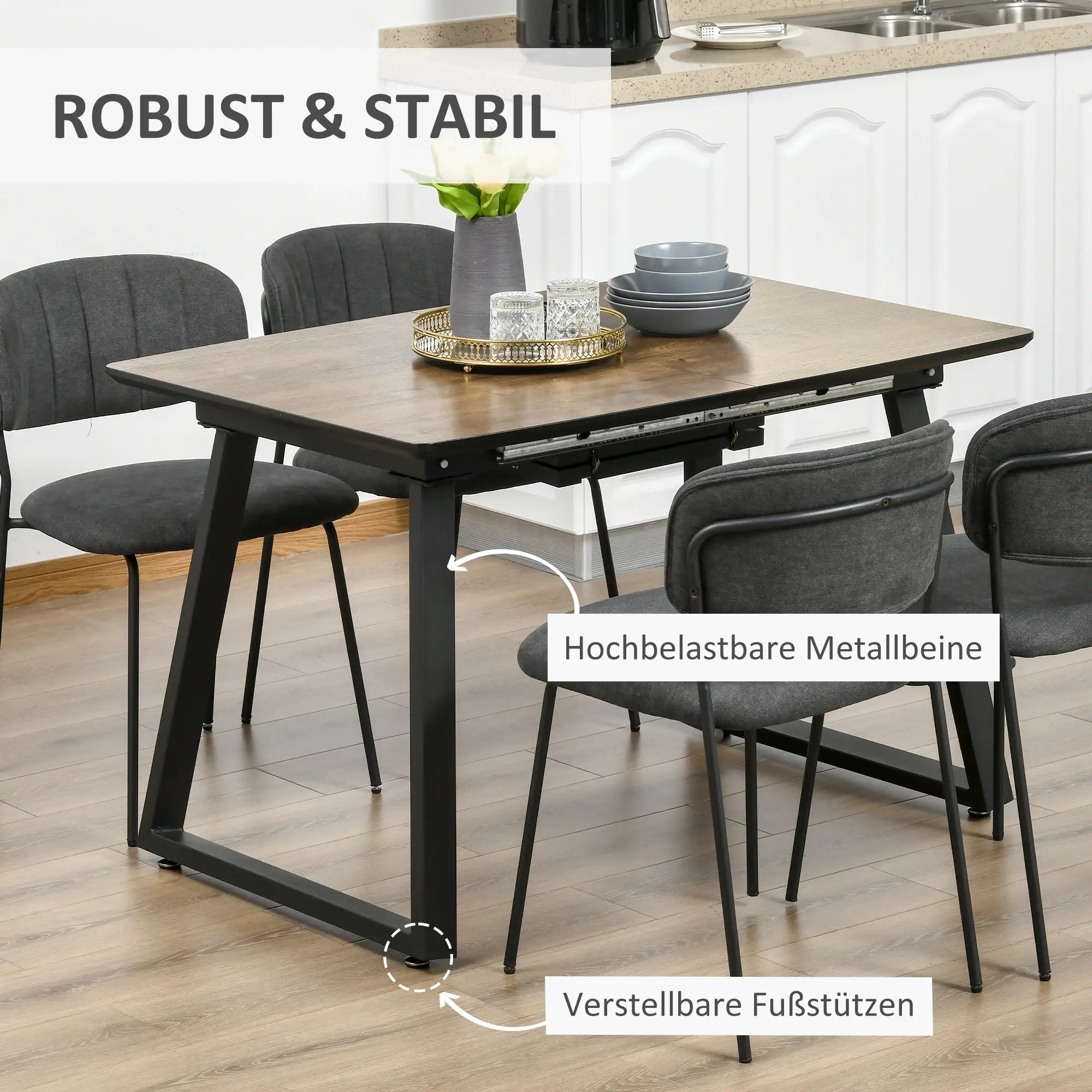 HOMCOM Esstisch ausziehbar Loft-Stil große Tischplatte