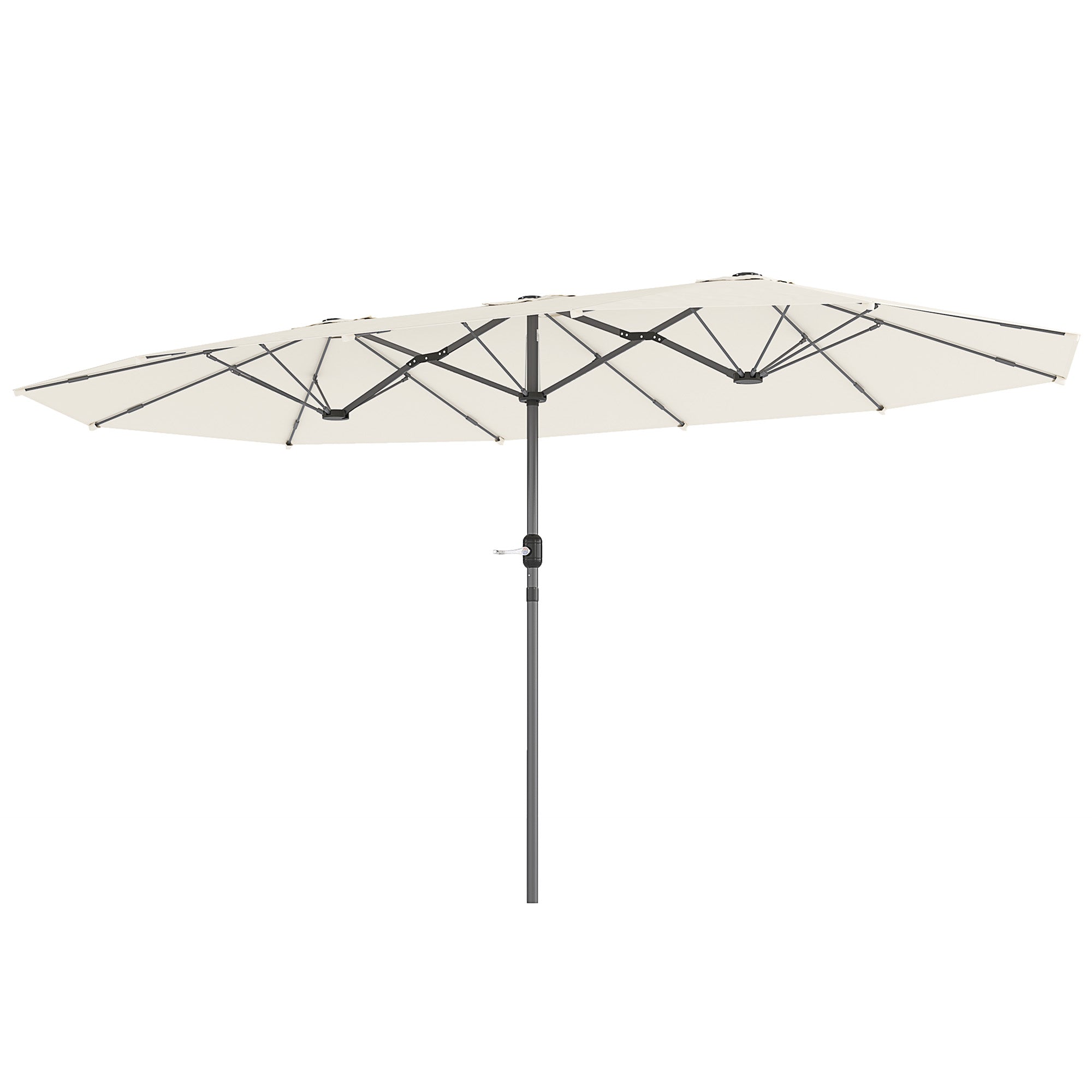Outsunny Doppelsonnenschirm 436 x 260 cm, UV Schutz Stahl Sonnenschirm mit Handkurbel, oval Beige