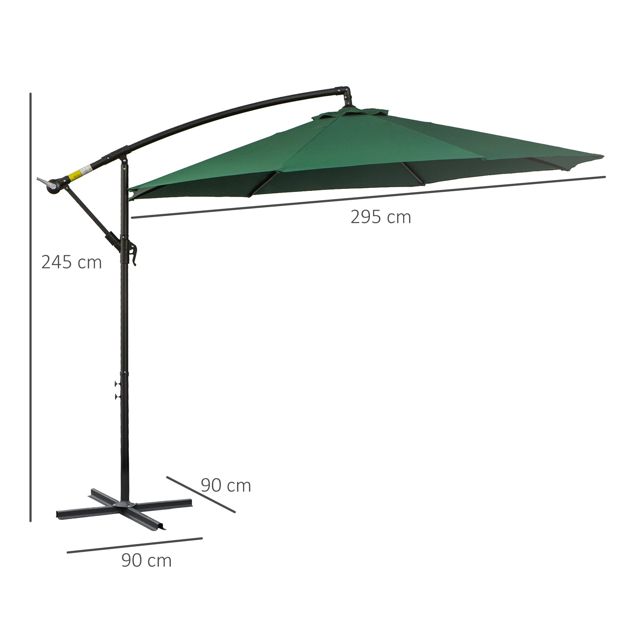 Outsunny Sonnenschirm mit Handkurbel Wetterbeständig 3 m x 3 m x 2,5 m XXL Grün