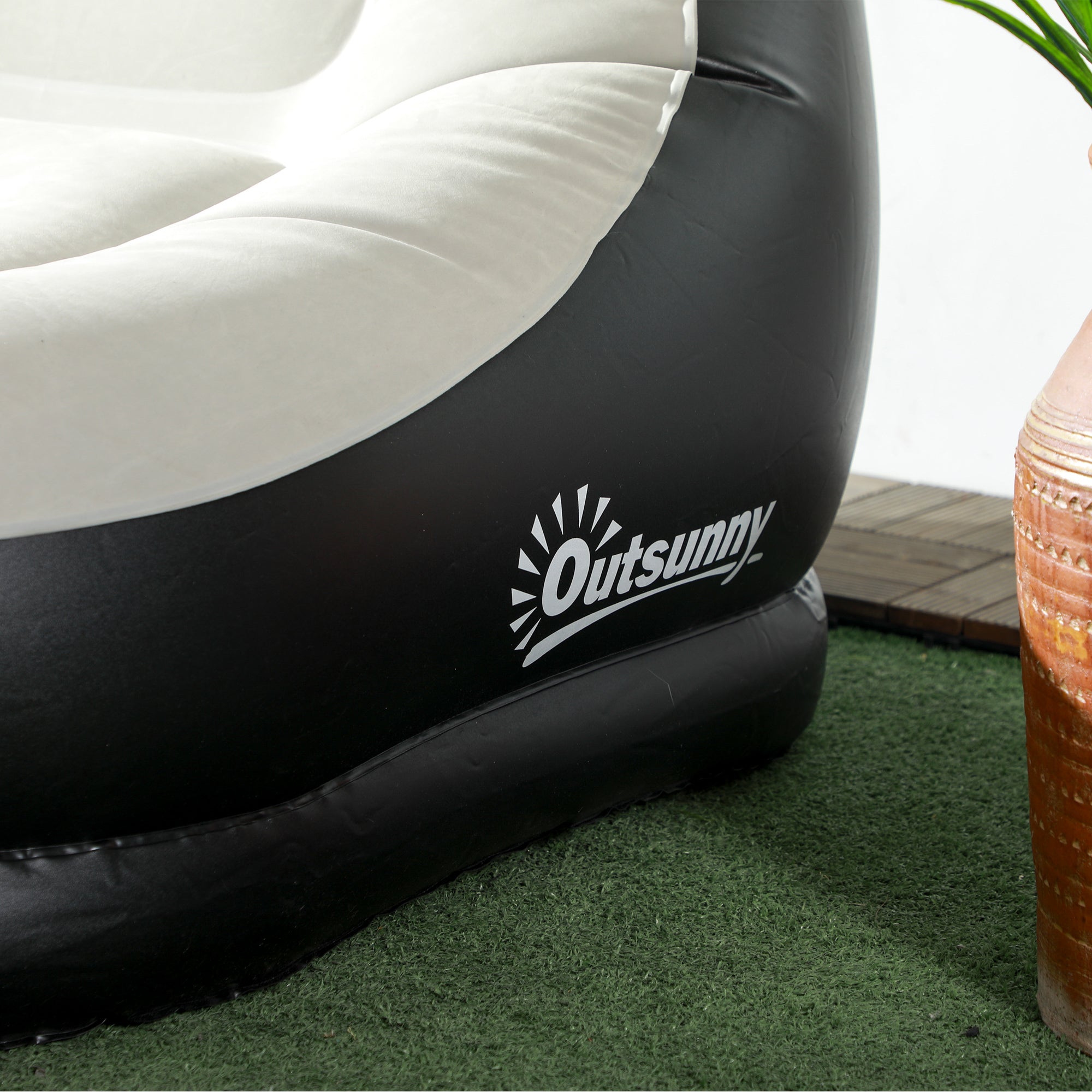 Outsunny Aufblasbarer Sessel Luftsessel Outdoor-Sessel, 125 x 100 x 87cm, Grau + Schwarz
