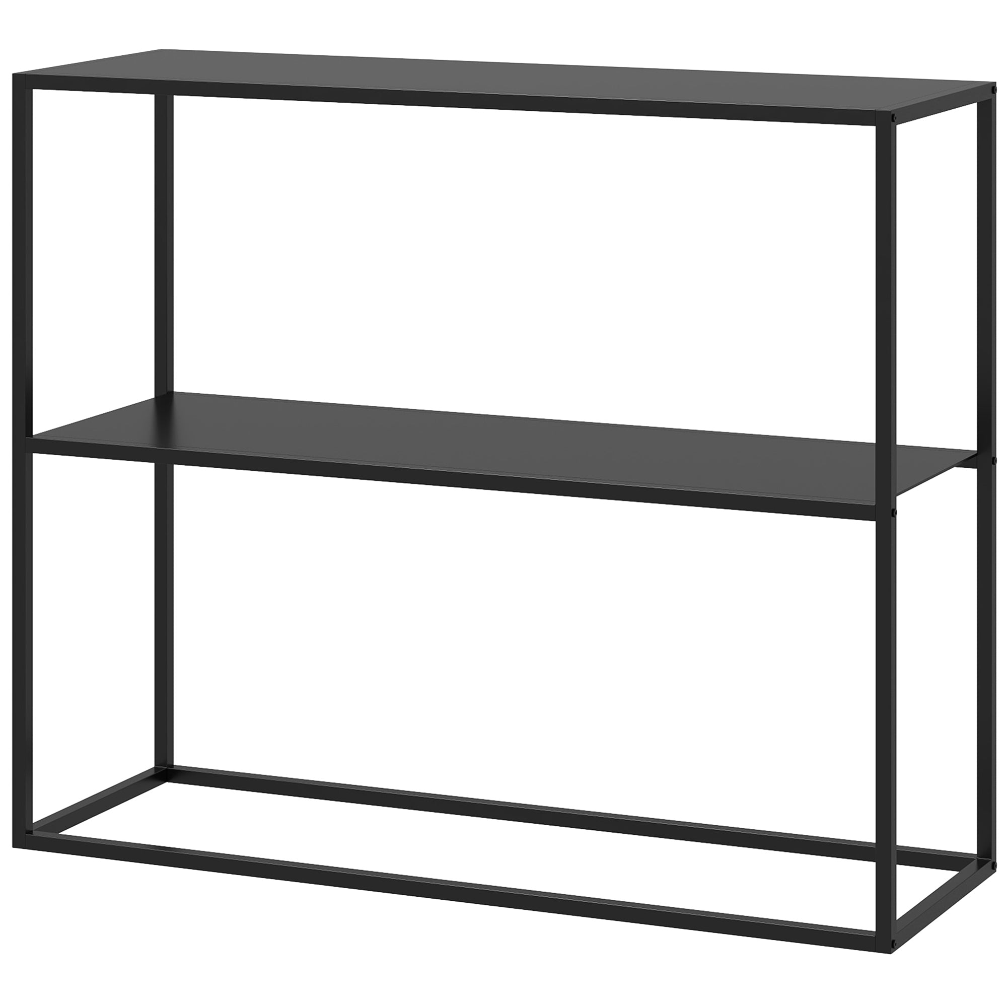 HOMCOM Konsolentisch, Sideboard, 2 Etagen, pulverbeschichteter Stahl, 90 x 30 x 75cm, schwarz
