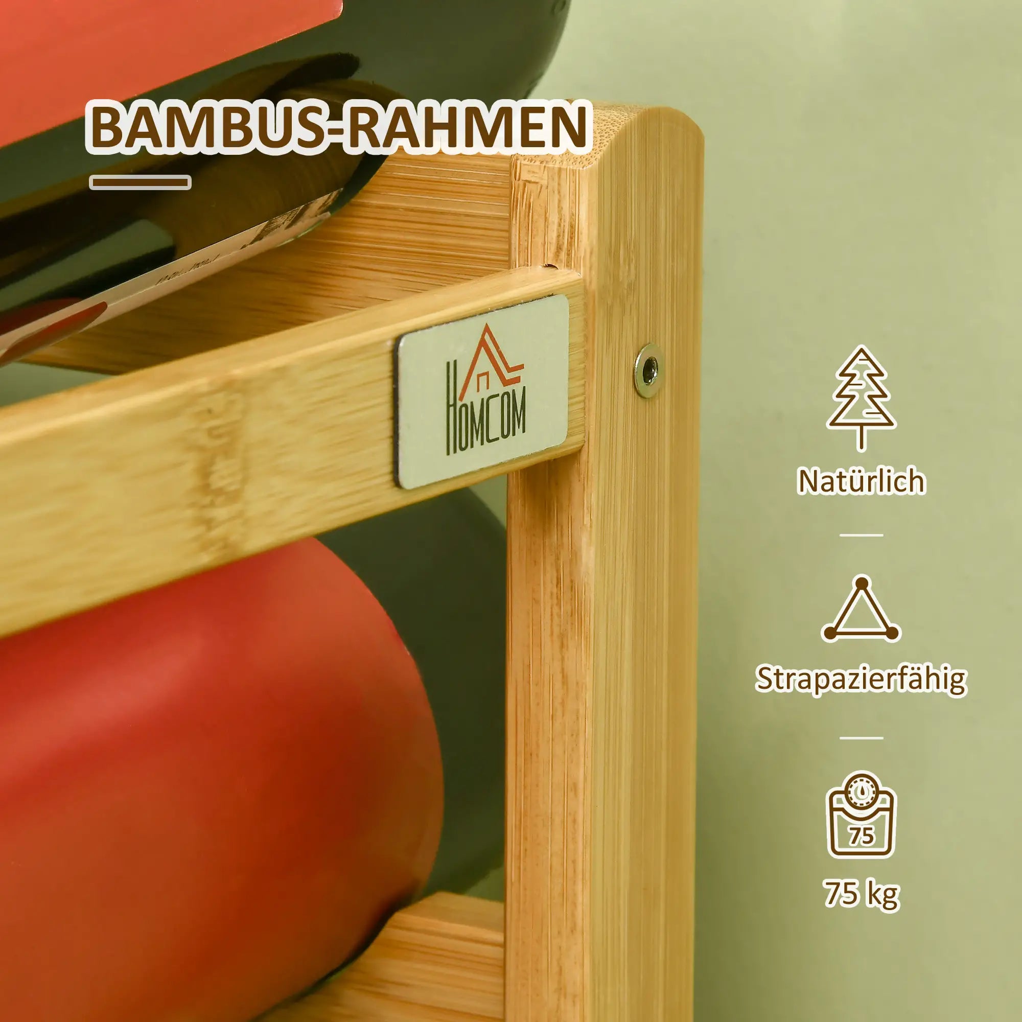 HOMCOM Weinregal aus Bambus für 16  Weinflaschen, 4 Regale, 43 cm x 23,5 cm x 38 cm Natur