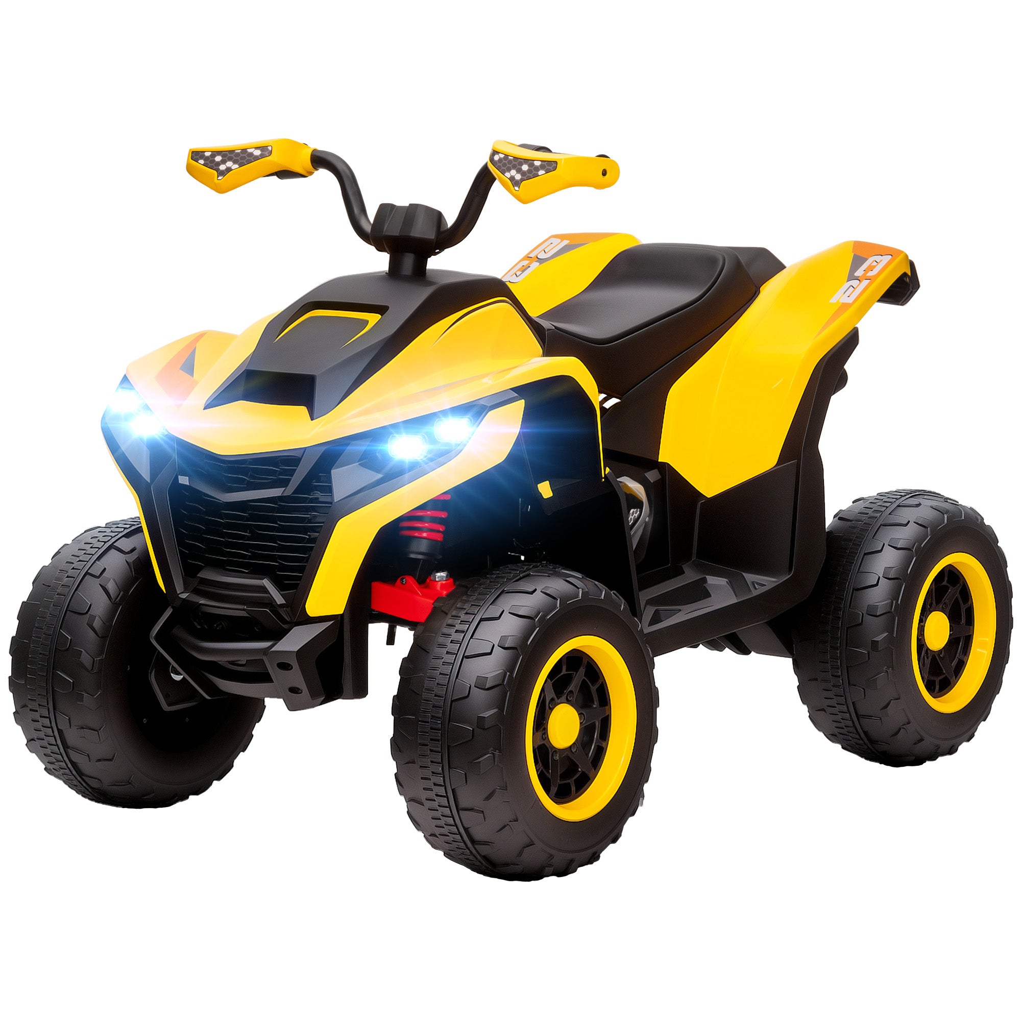AIYAPLAY Elektroquad für Kinder, 3-6 km/h, LED-Scheinwerfer, Musik, USB, für 3-8 Jahre, Gelb