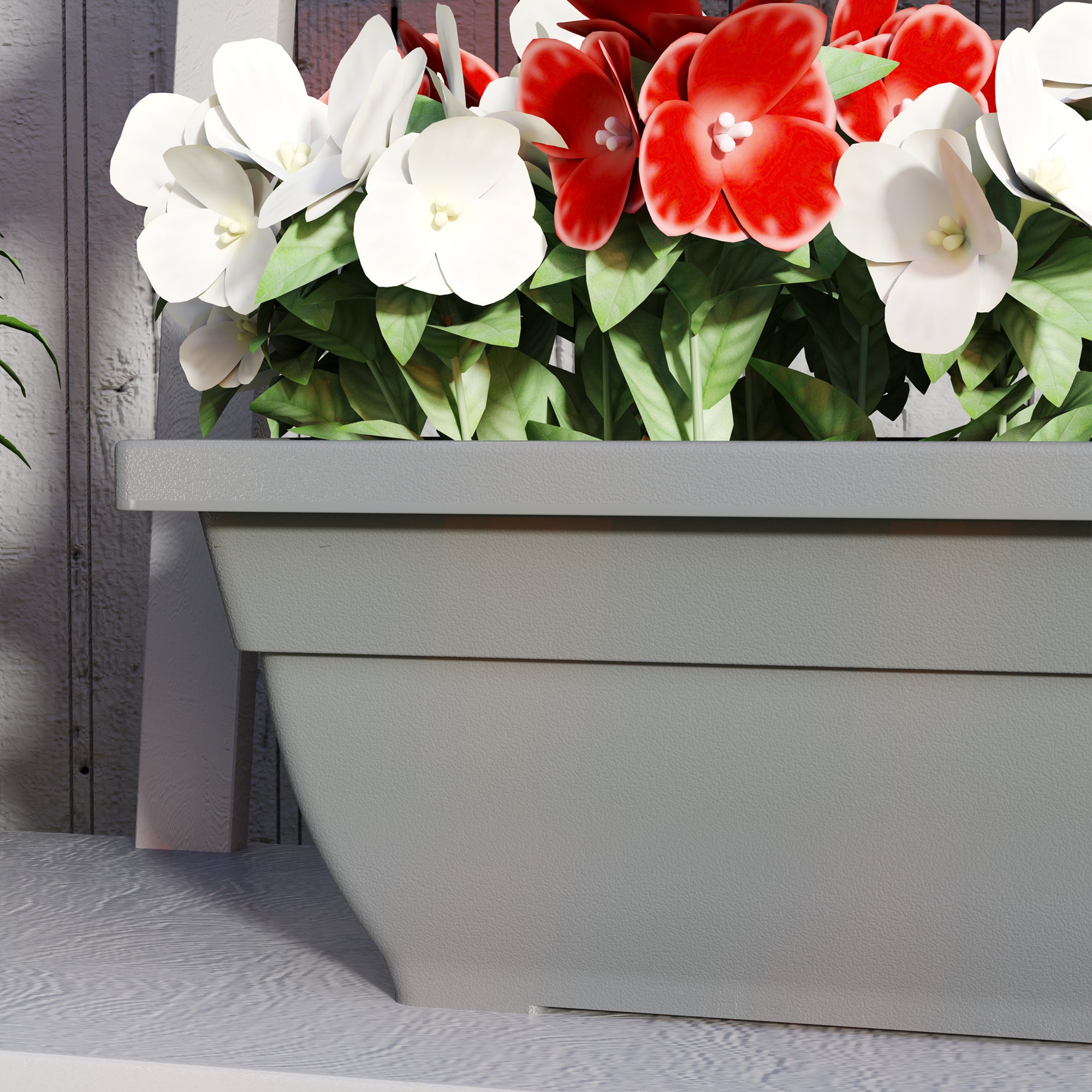 Outsunny 5er-Set Blumentöpfe, Pflanzengefäße aus Kunststoff für Terrasse, Garten, Balkon, 59 x 21 x 16 cm, Grau