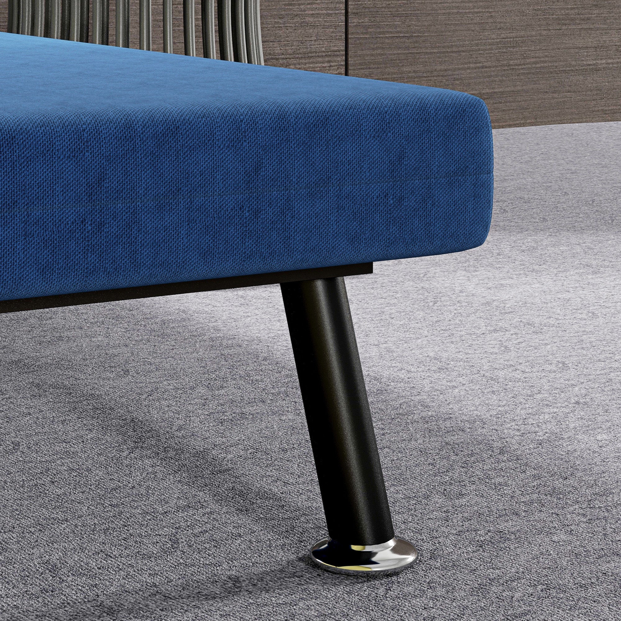 HOMCOM Klappsessel mit Bettfunktion, klappbarer Relaxsessel in Leinenoptik, Verstellbare Rückenlehne, 75x70x75 cm, Dunkelblau