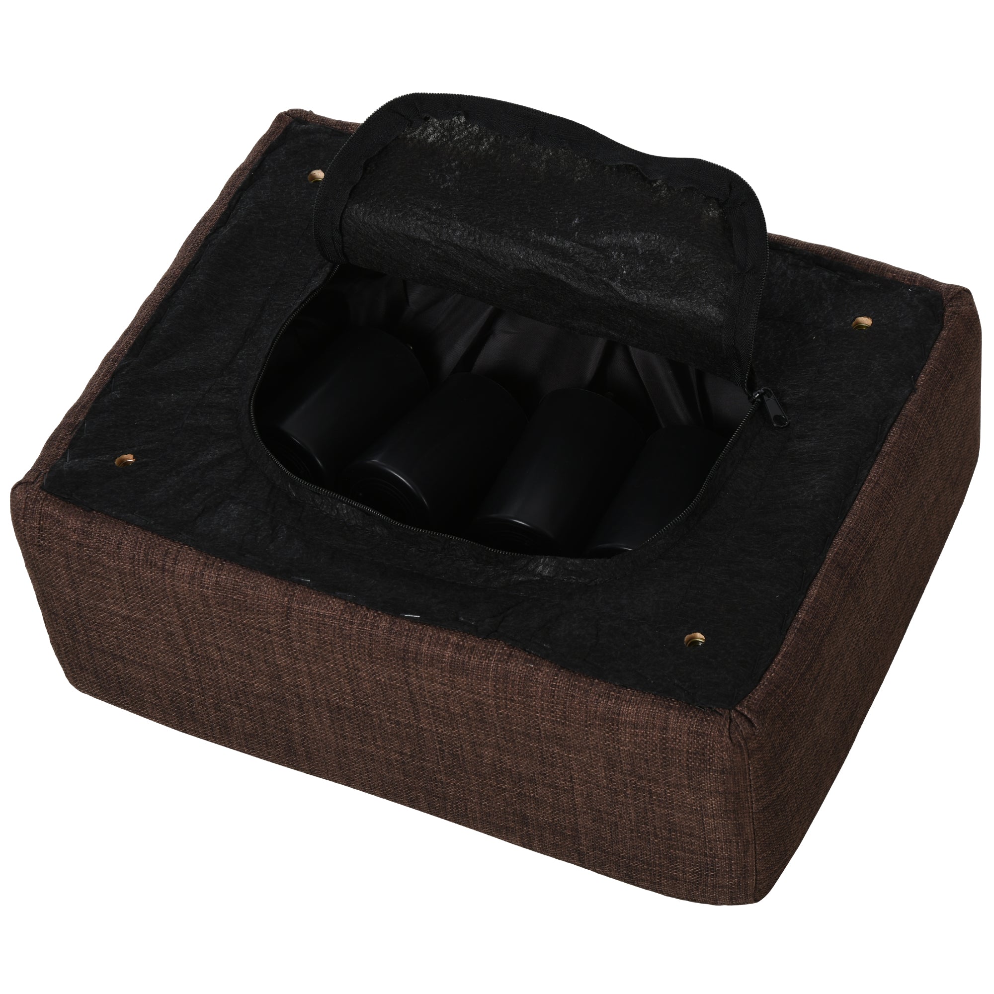 HOMCOM Hocker mit Stoffbezug in Leinenoptik, bis 110 kg, braun, 40 x 30 x 24cm