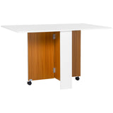 HOMCOM Ausklappbarer Esstisch Ausziehbarer Esstisch, mobil, modernes Design, 120 cm x 80 cm x 73 cm, Teak + Weiß, 120cm x 80cm x 73cm