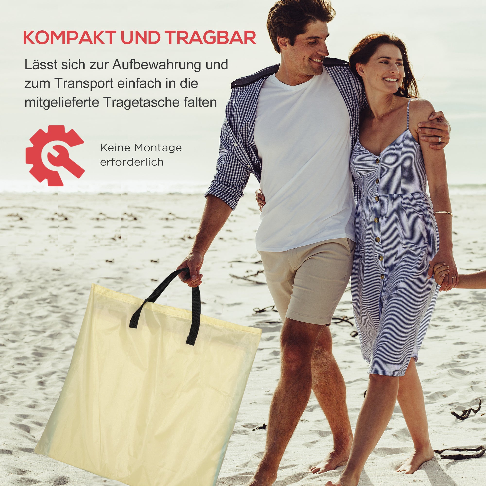 Outsunny 2er-Set Strandmatte, verstellbar, faltbar, 124L x 53B x 37-50H cm, Beige