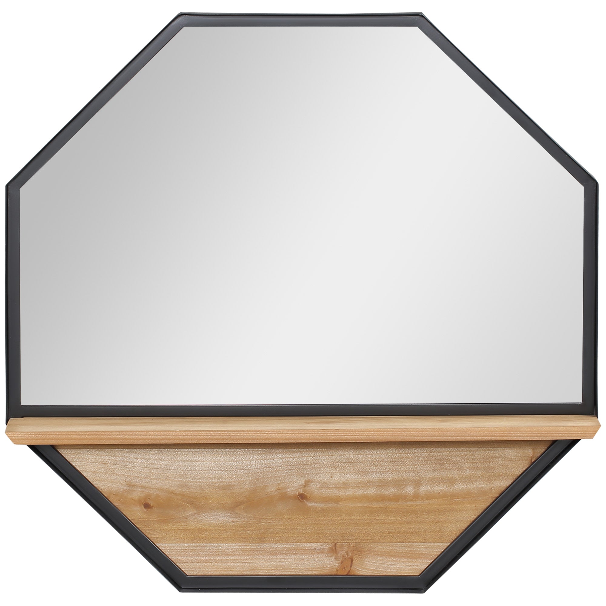 HOMCOM Wandspiegel Industrie Design mit Ablage Tannenholz