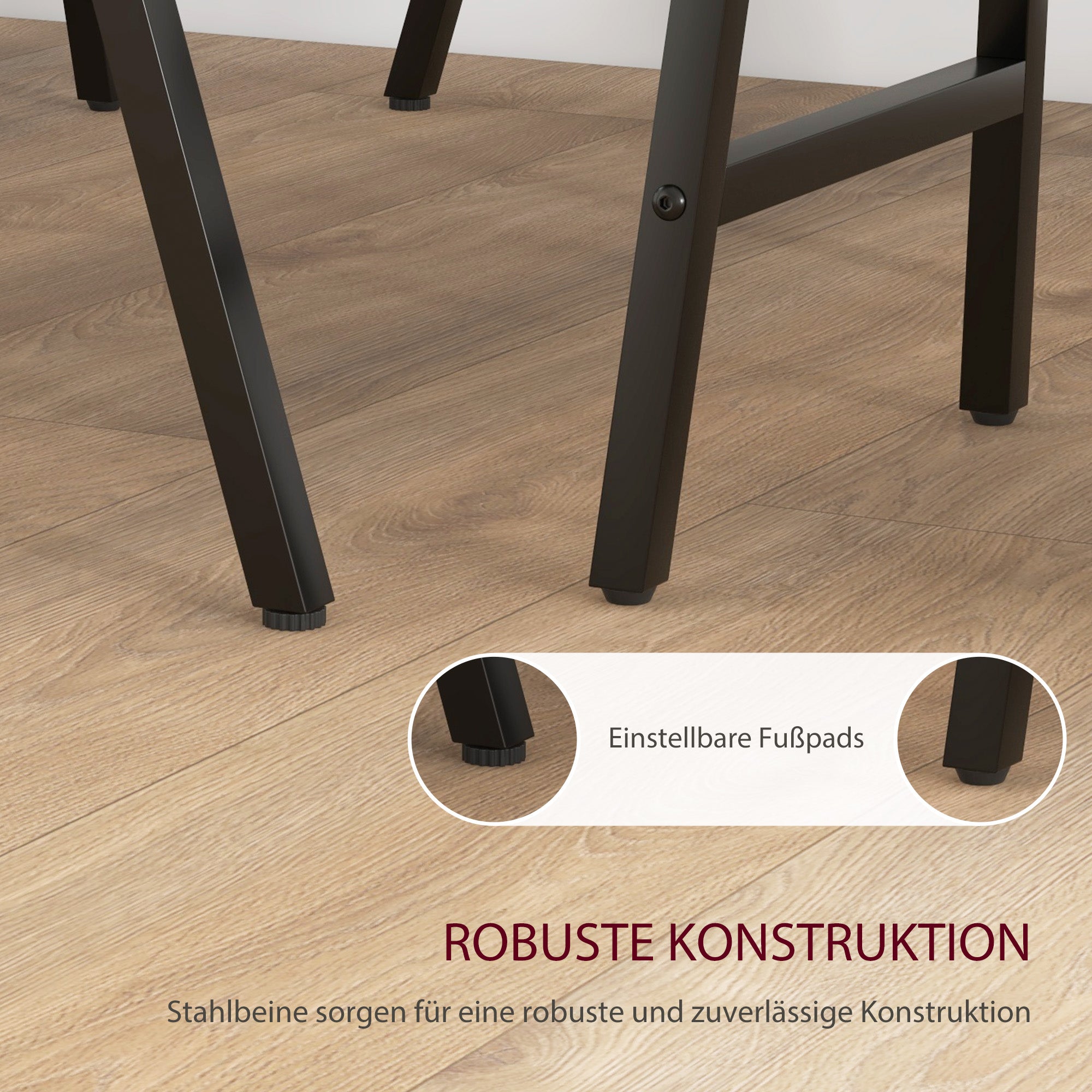 HOMCOM Bargarnitur 5-teilig, Tisch und 4 Stühle, Knopfheftung, dicke Polsterung, Leinenoptik, Dunkelgrau