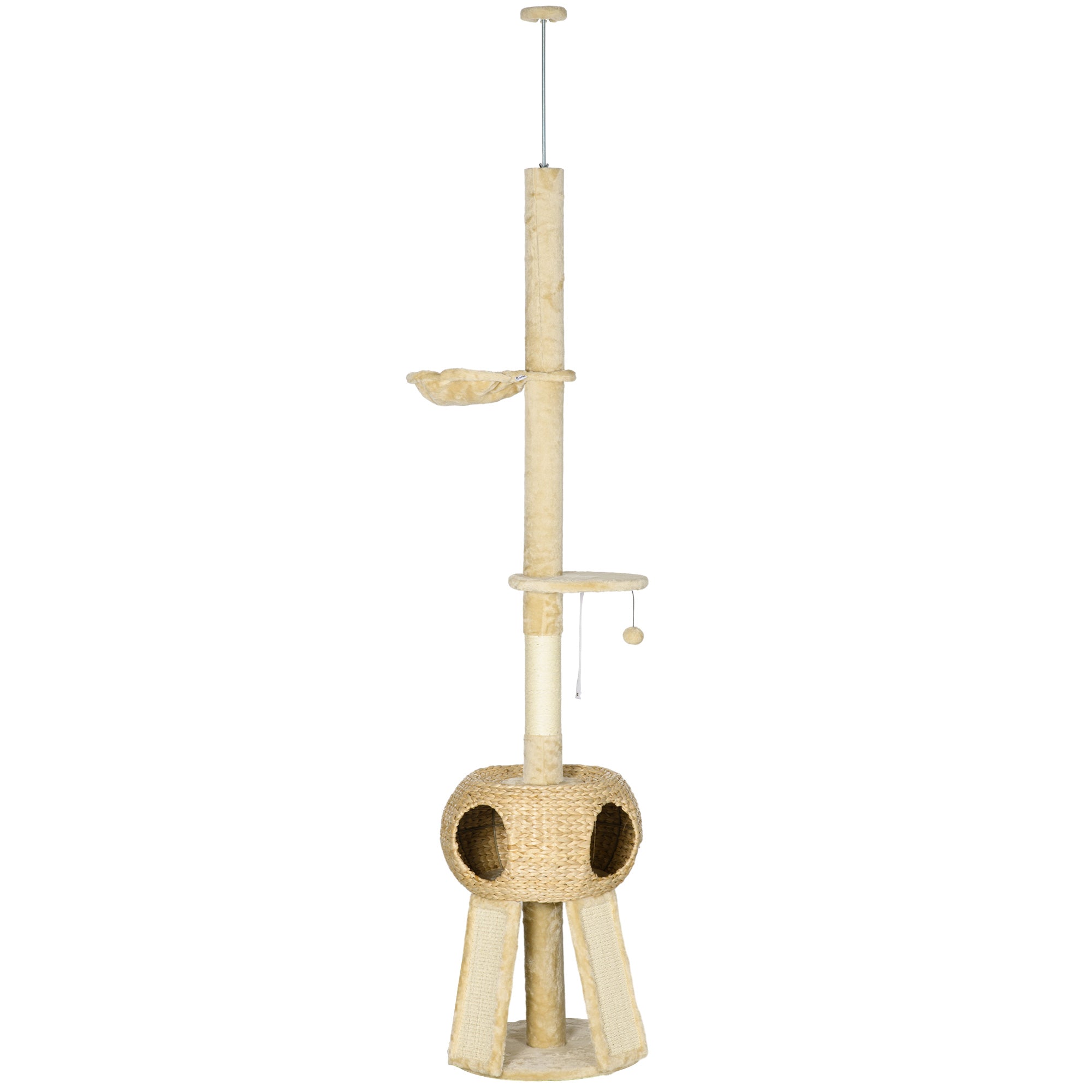 Arbre à chat en sisal PawHut 225-255 cm pour chats